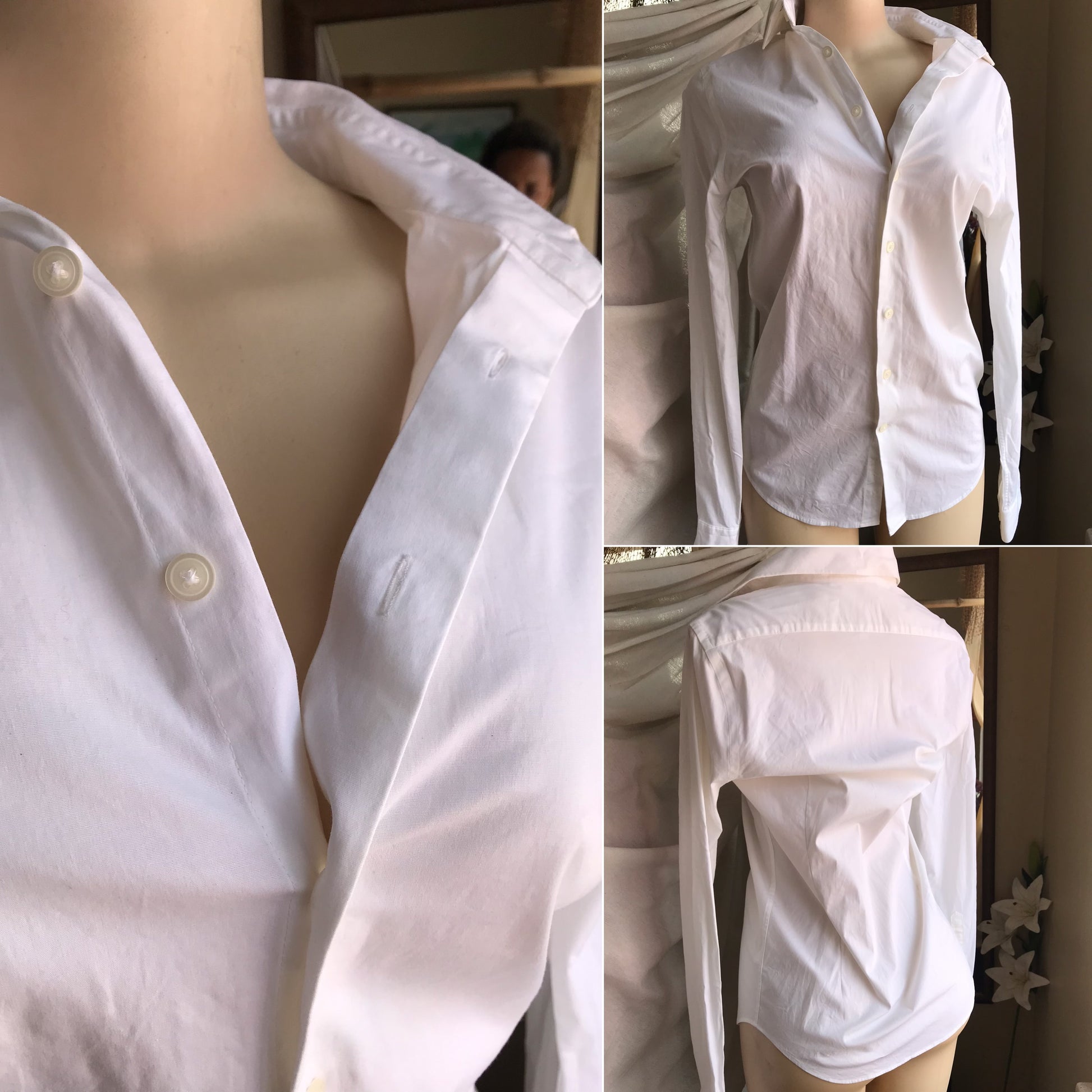 Classic white button shirt long sleeve organic ,,, Mens S / Womens M ...