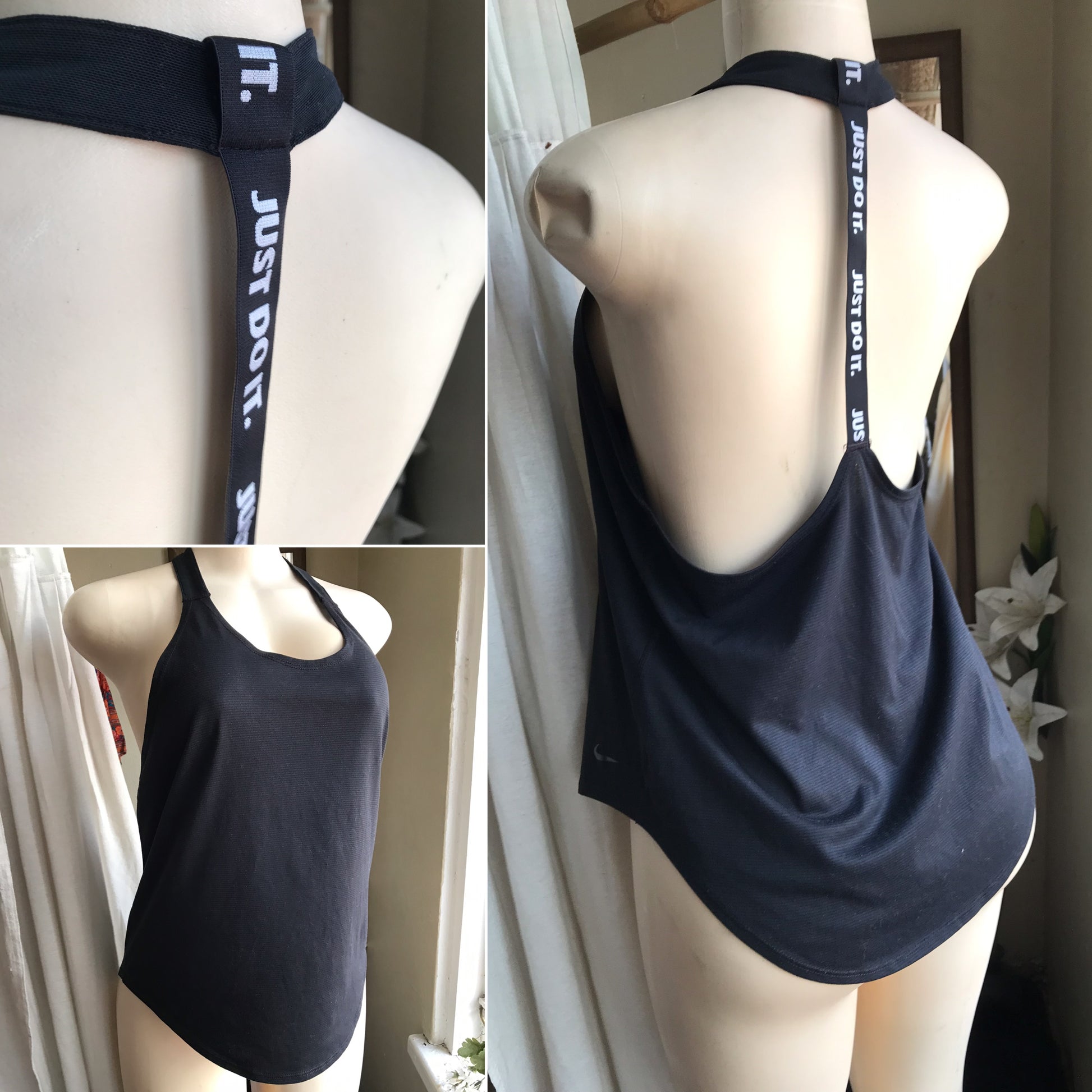 nike black dri fit racer back exercise top... m