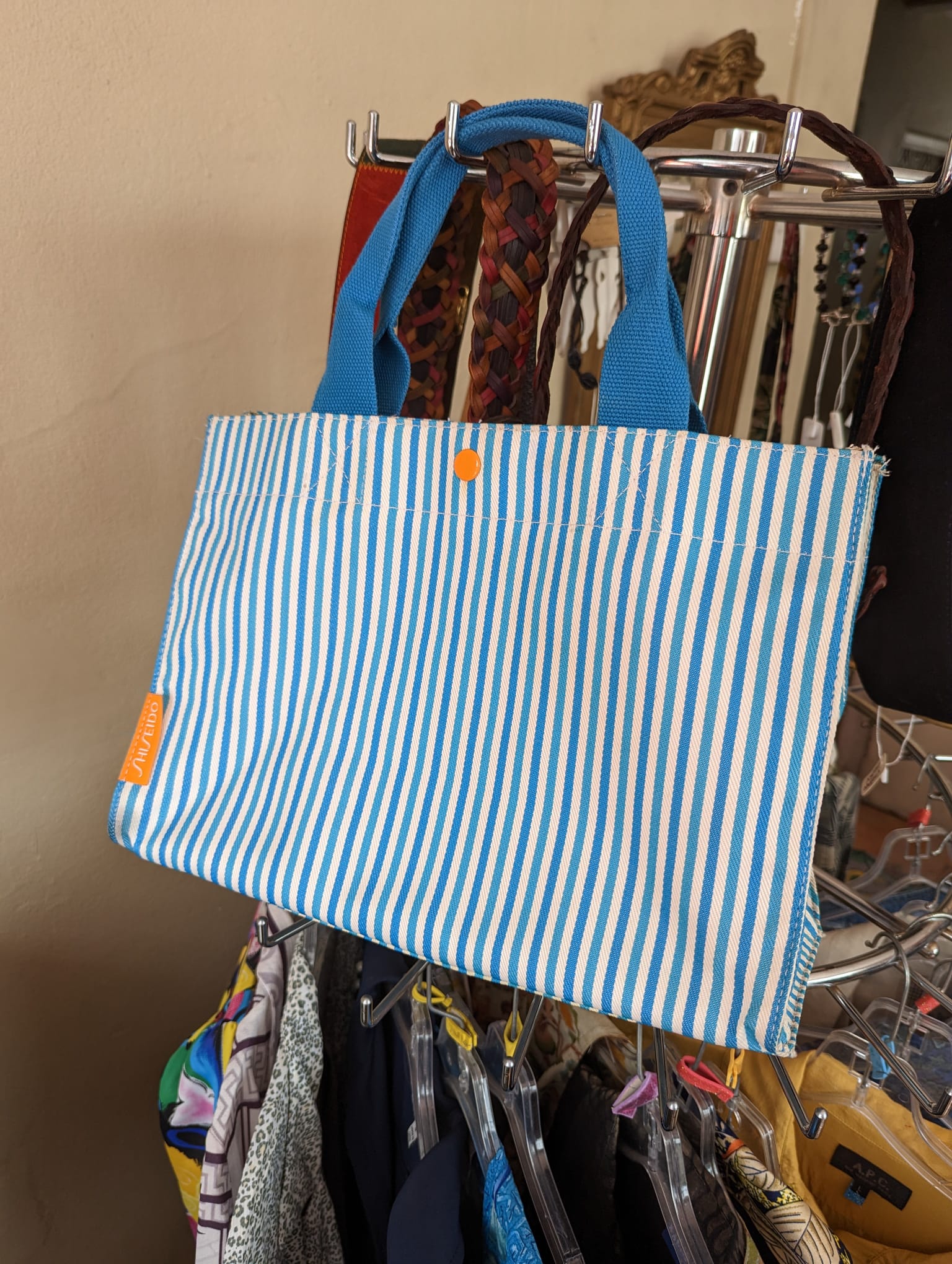 Shiseido Japan Blue Stripe Canvas Bag.