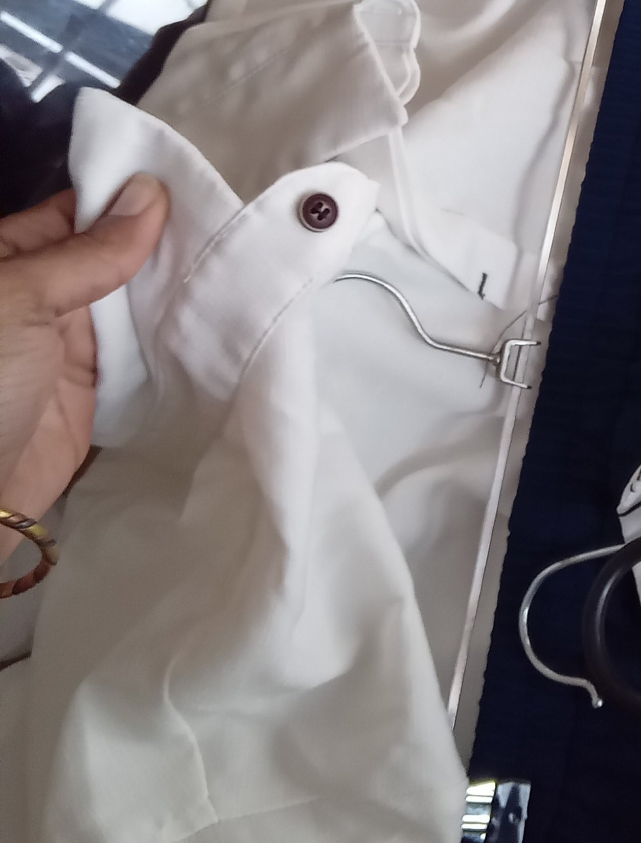 Men's white concealed button shirt