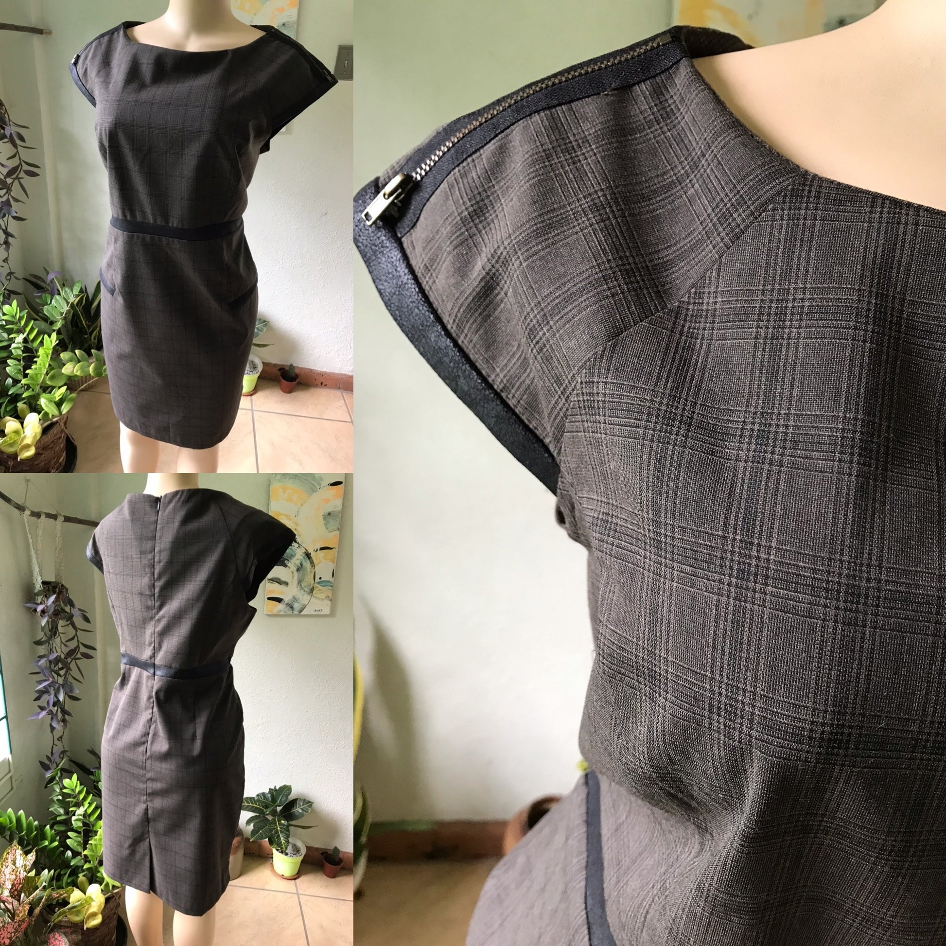 Retro Brown Professional Dress Leather Trim