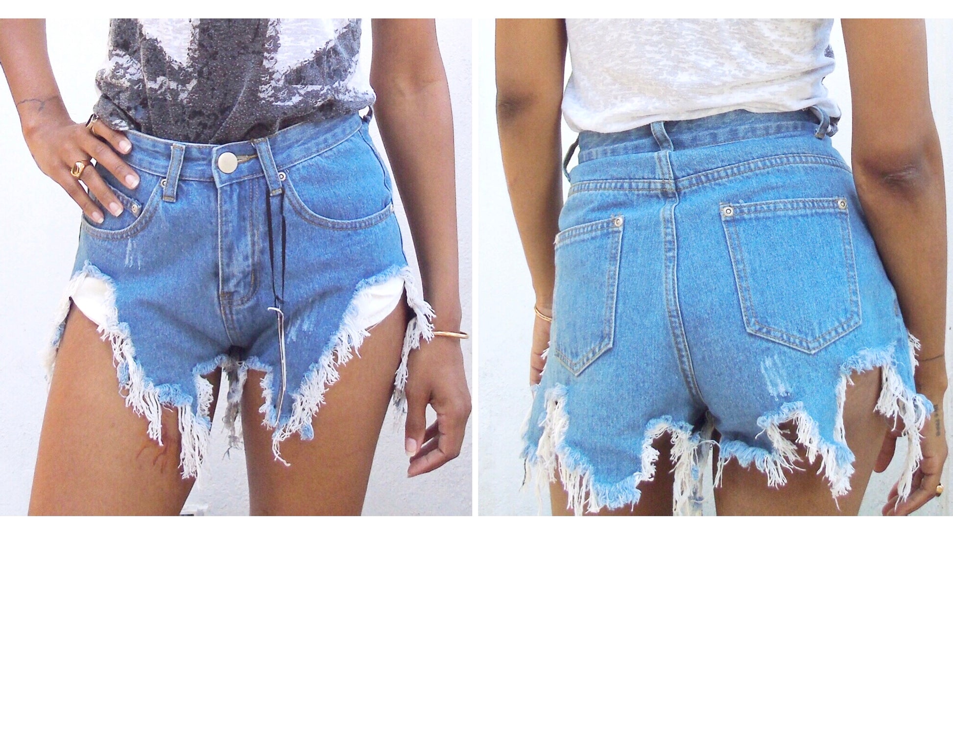 New Pretty Little Thing UK Distressed Booty Shorts