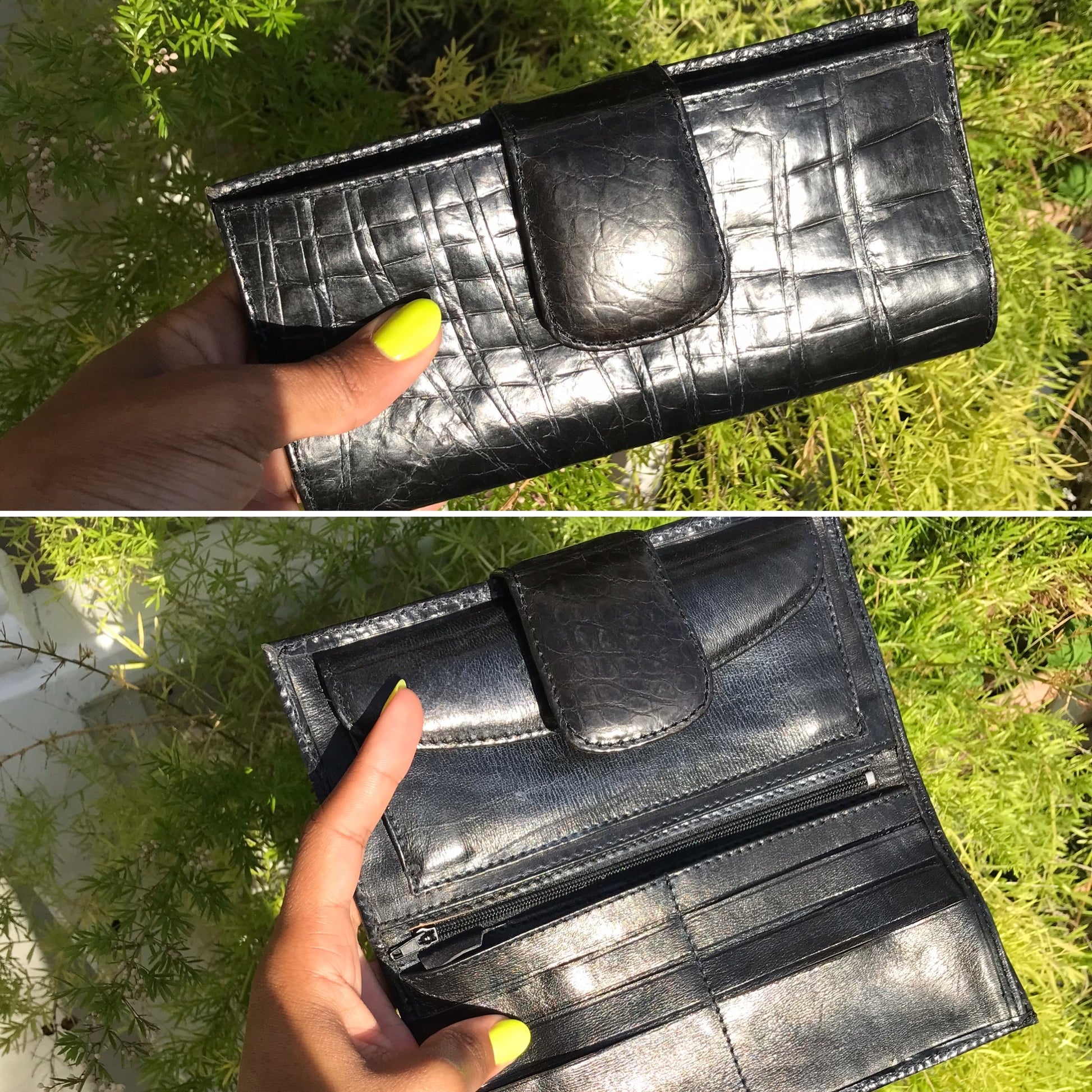 Unused Black Leather Snakeskin Wallet