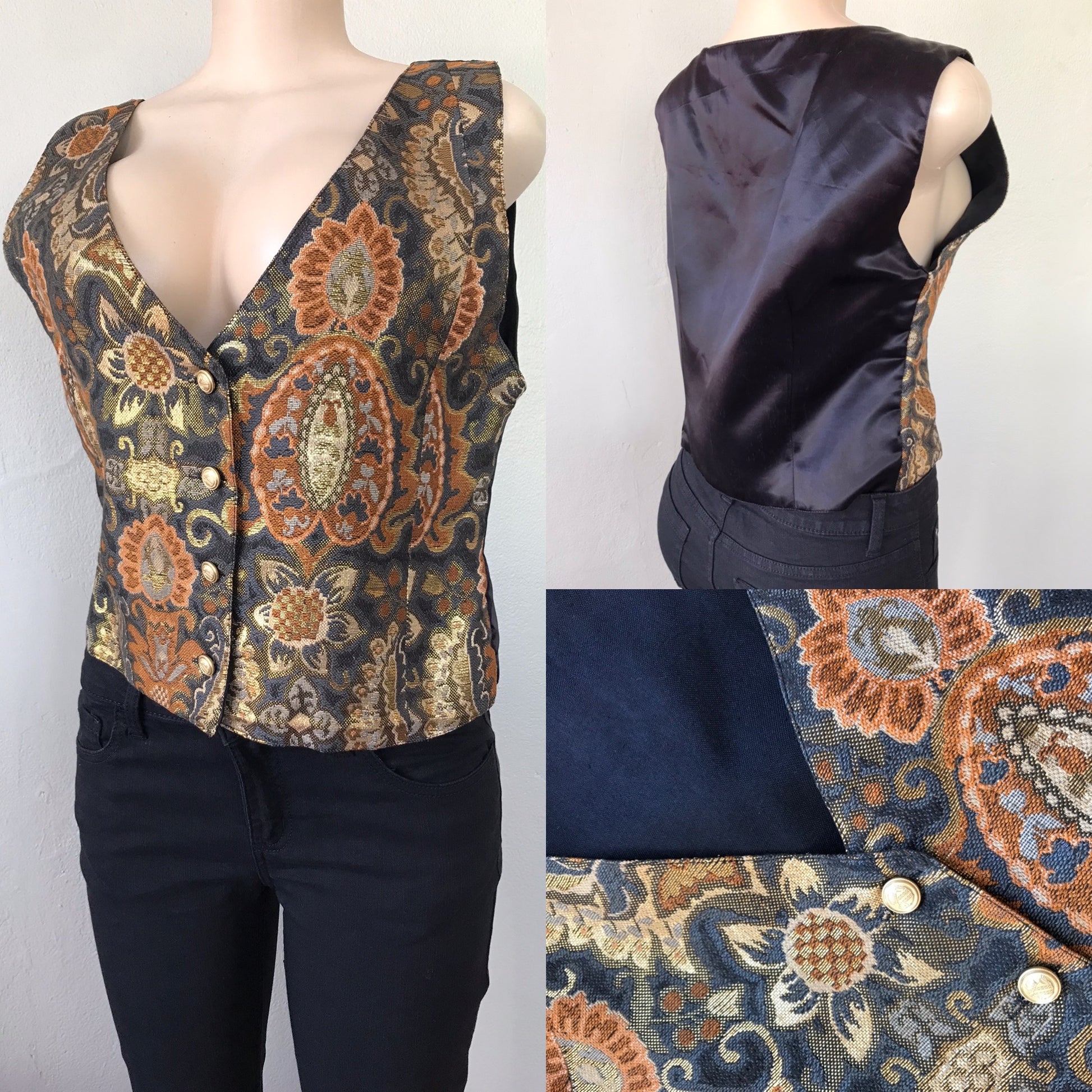 Vintage Goldweave Waistcoat Novelty Pattern