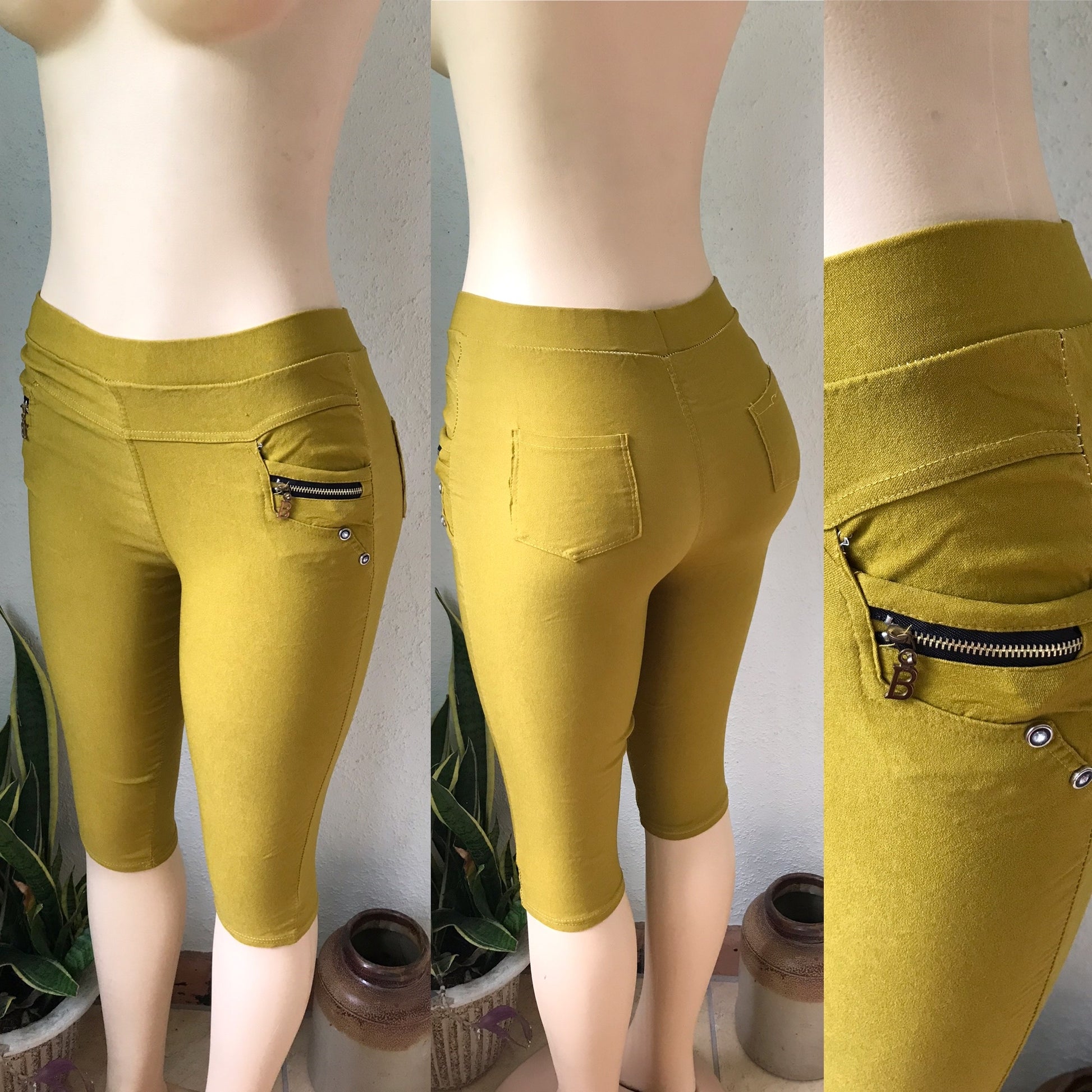 Mustard Zip Stretchy Capris