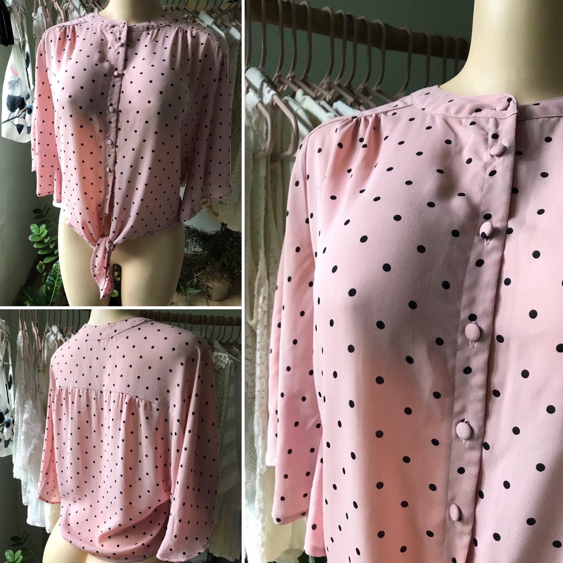 Blush Pink Polka Tied Blouse