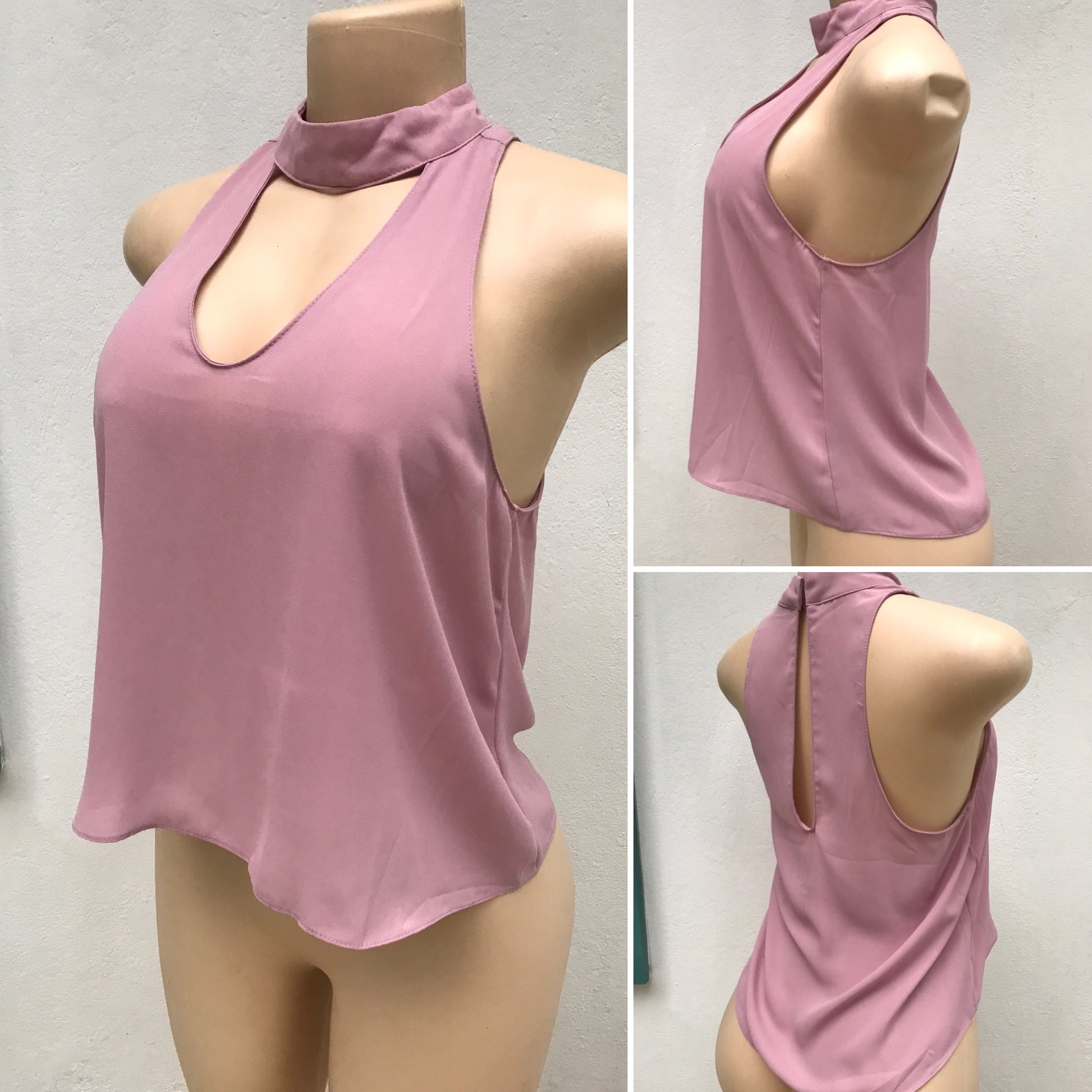 Olivacious Blush High Low Slinky Polo Neck Blouse