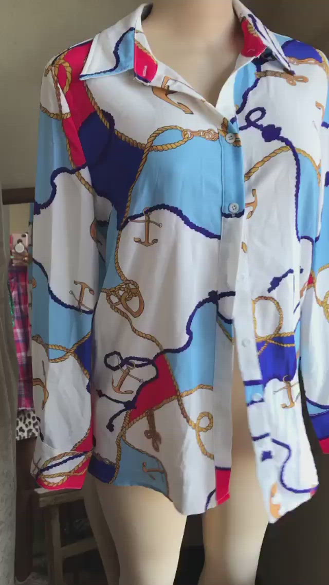 Blue Ornate Long Sleeve Blouse PLT UK - S