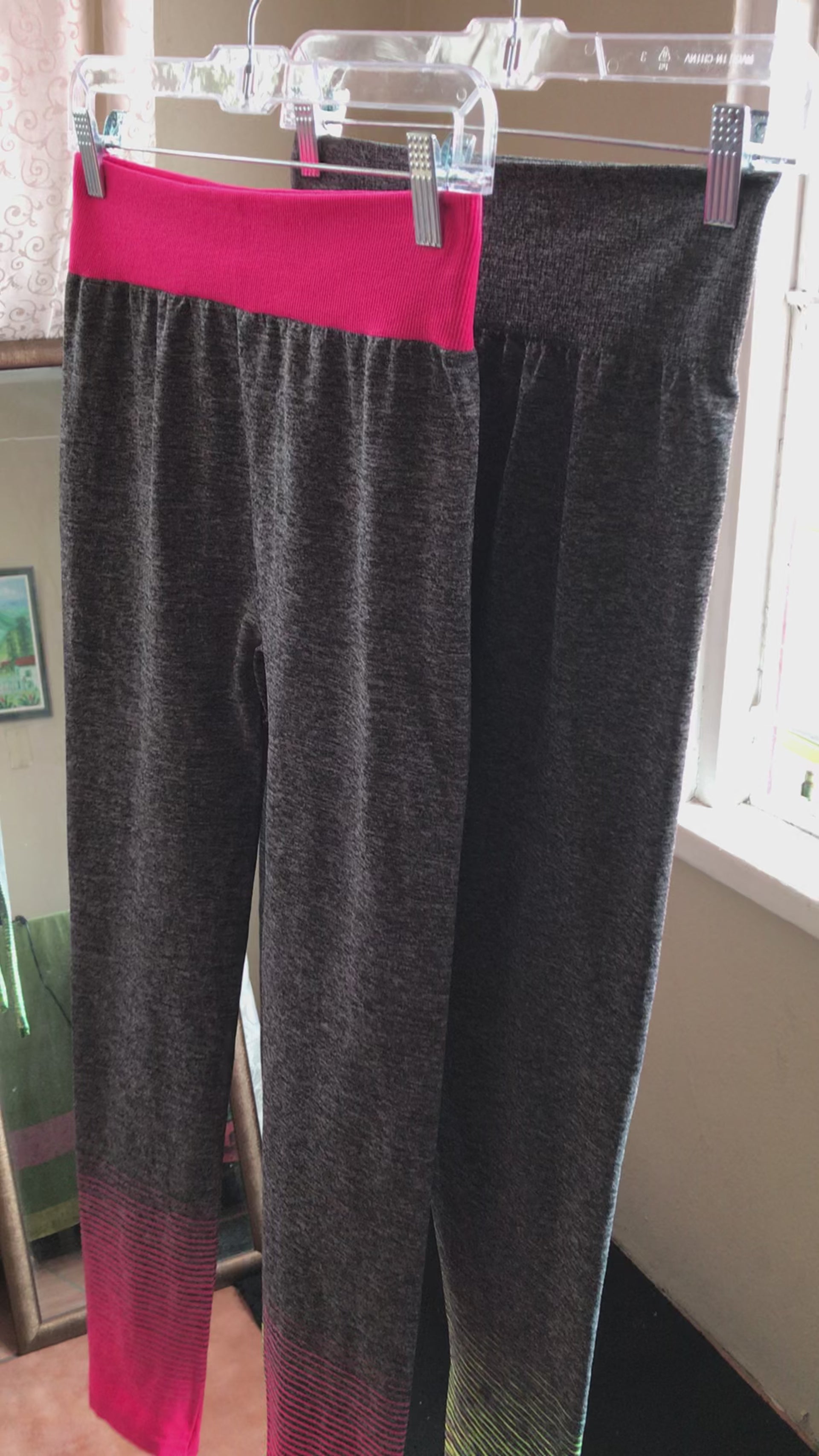 Grey & Green Exercise Legging - One Size
