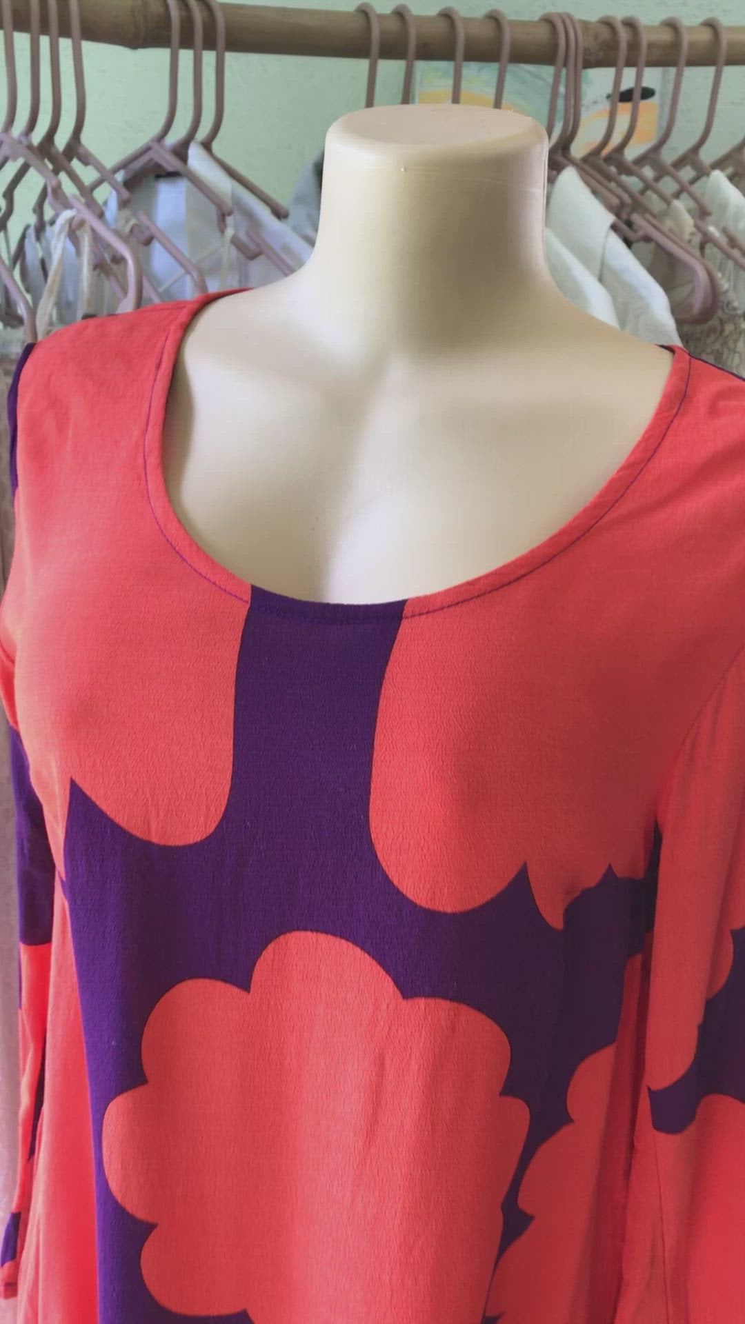 Retro Print Bali Made High Low Dress Orange Purple