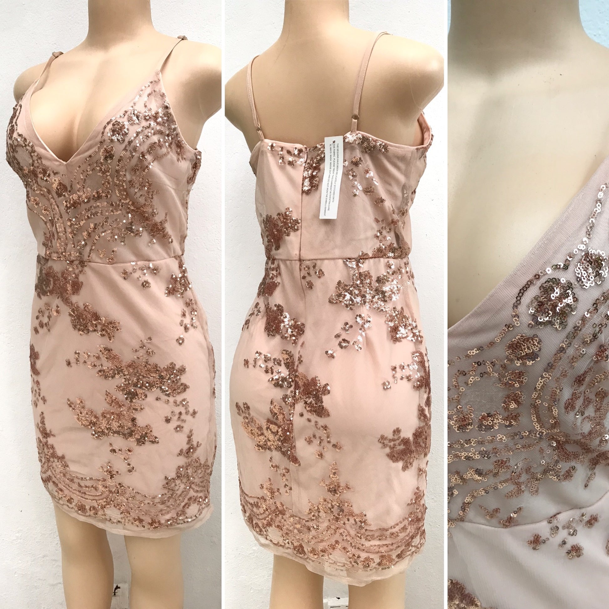 New Tag Glitter Rose Gold Semi Formal Dress