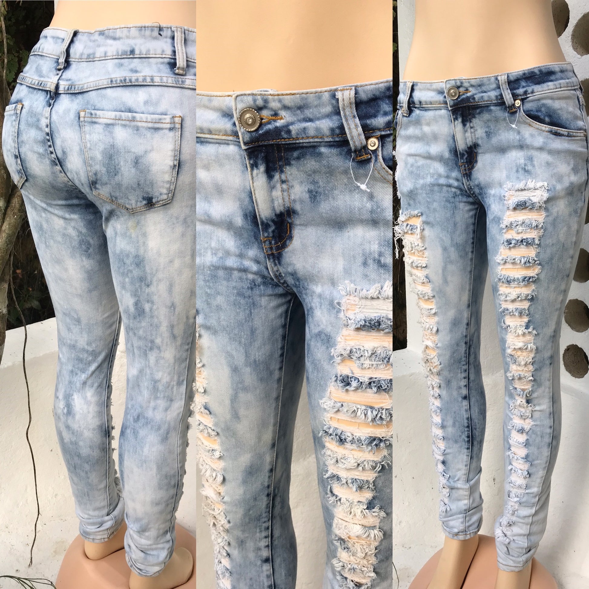 Acid Wash Distressed Skinny Jeans Size 9