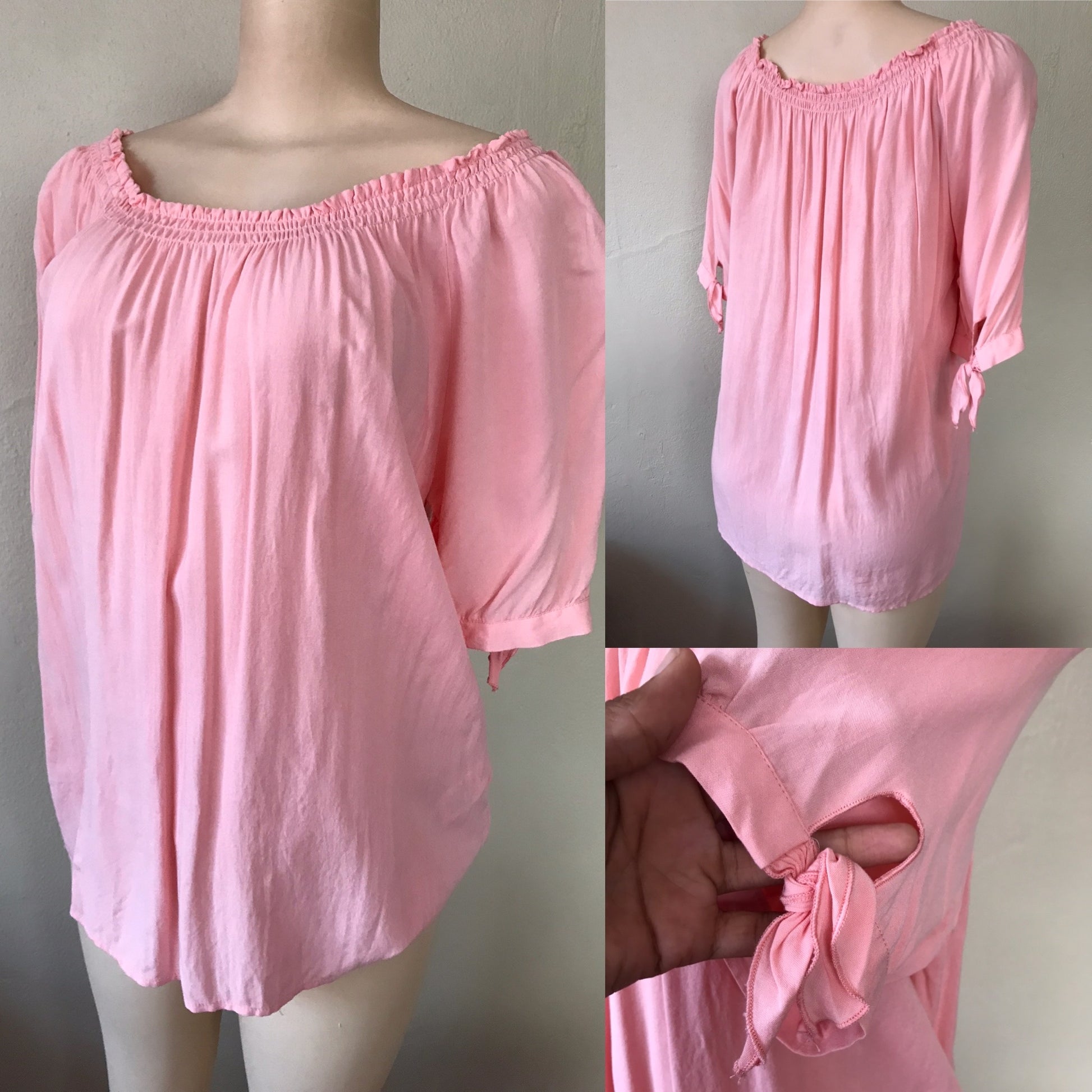 PLUS Blush Easy Blouse Tie Sleeve