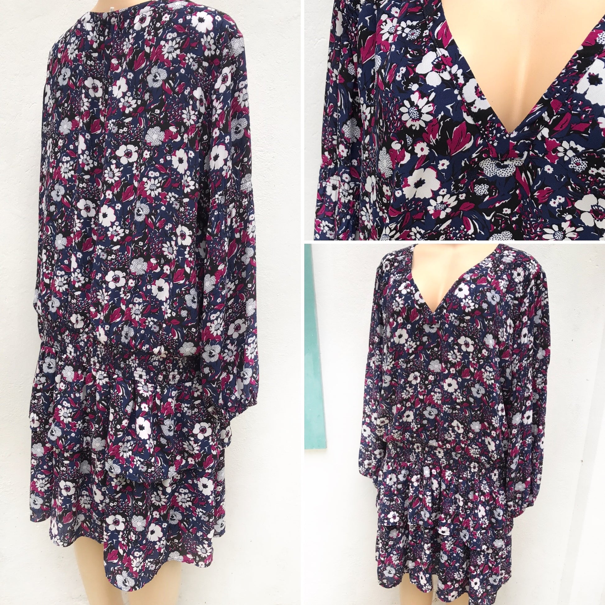 PLUS Sheer Floral Ruffle Dress