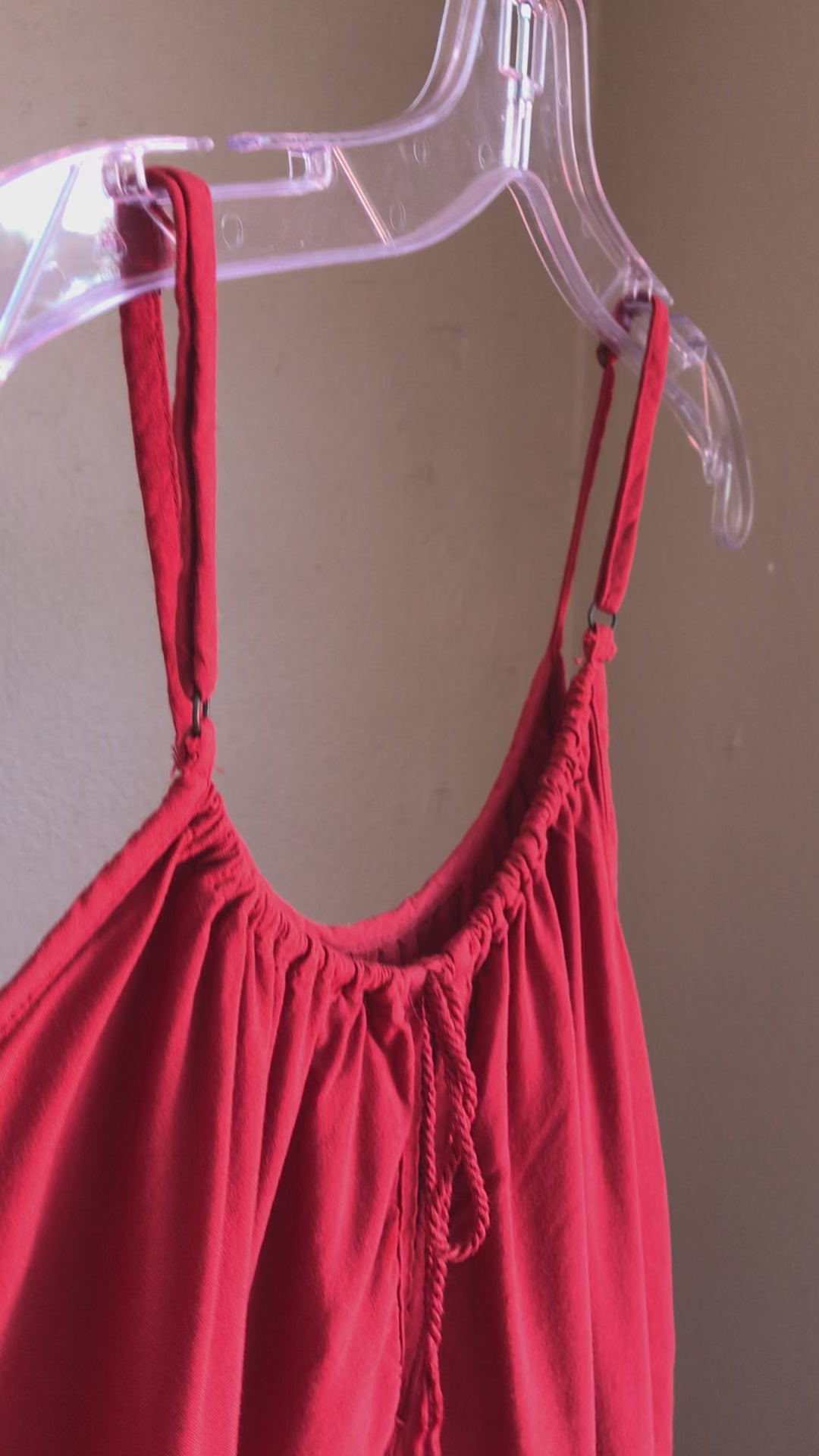 Rust Spaghetti Blouse Crochet Trim - S