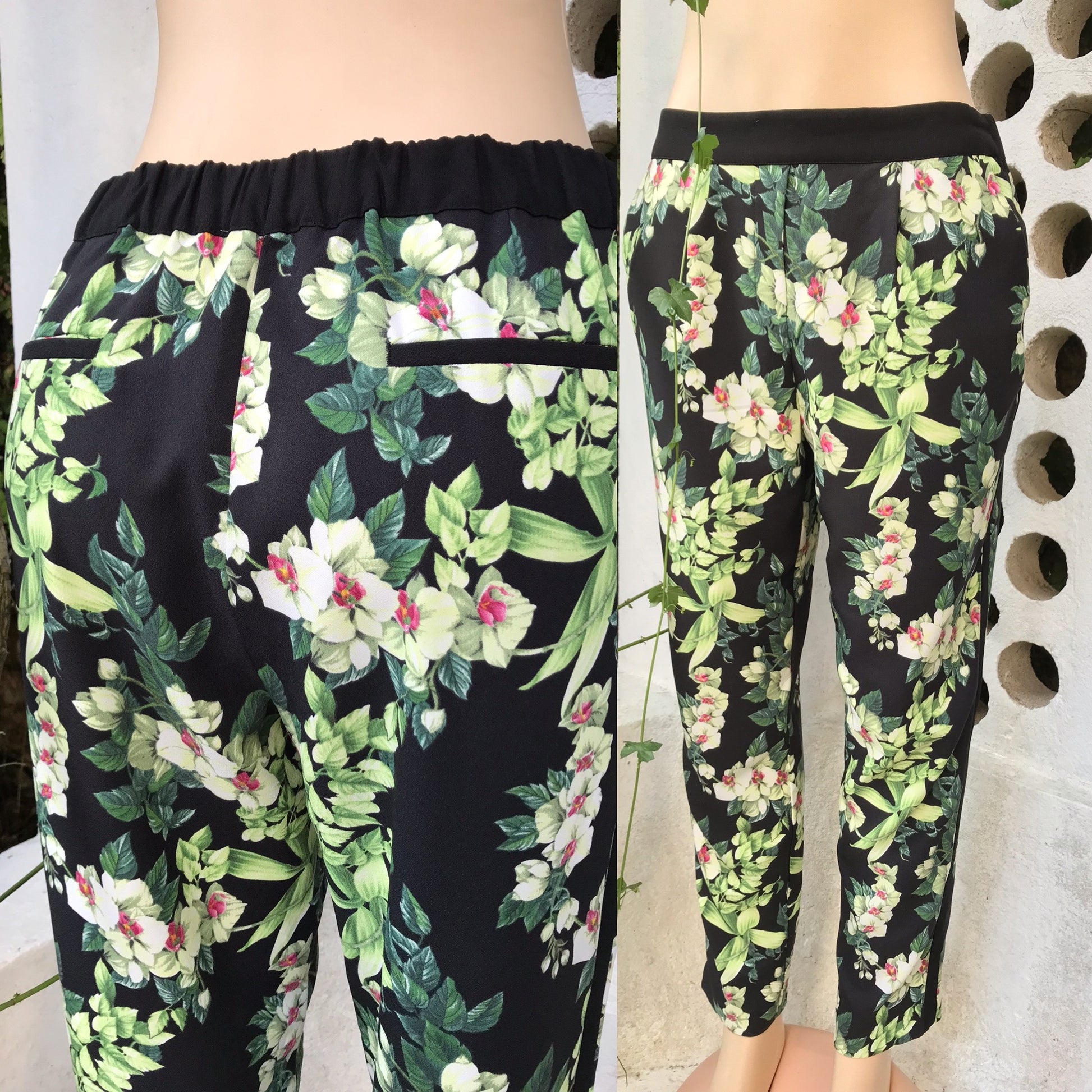 Tropical Print Jogger Pants