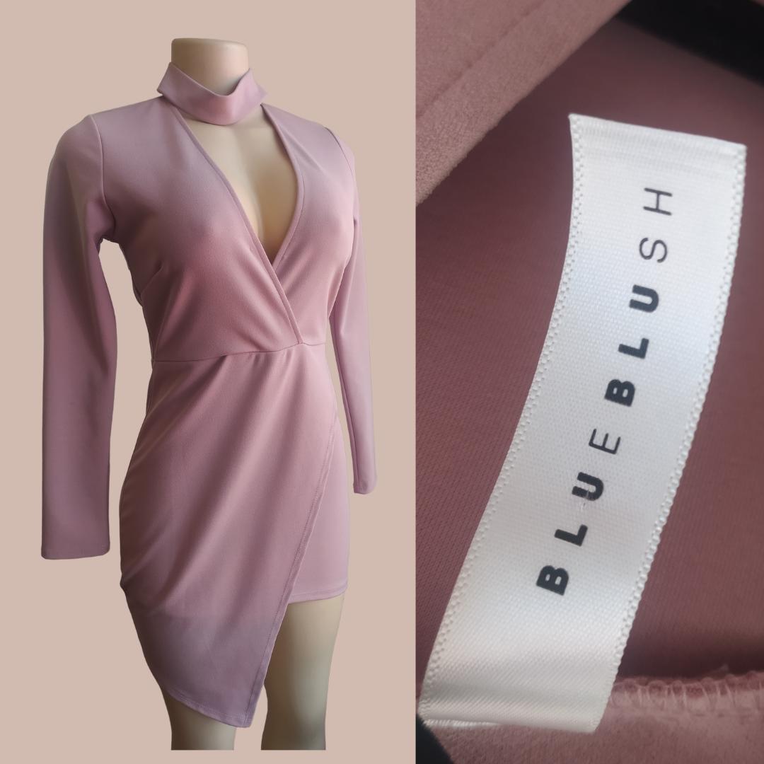 Light Pink Choker Asymmetrical Dress - S main image 0