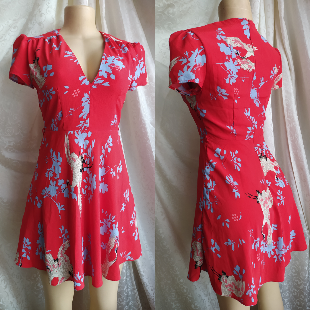 Glamorous Red Floral Babydoll Dress- XS/S