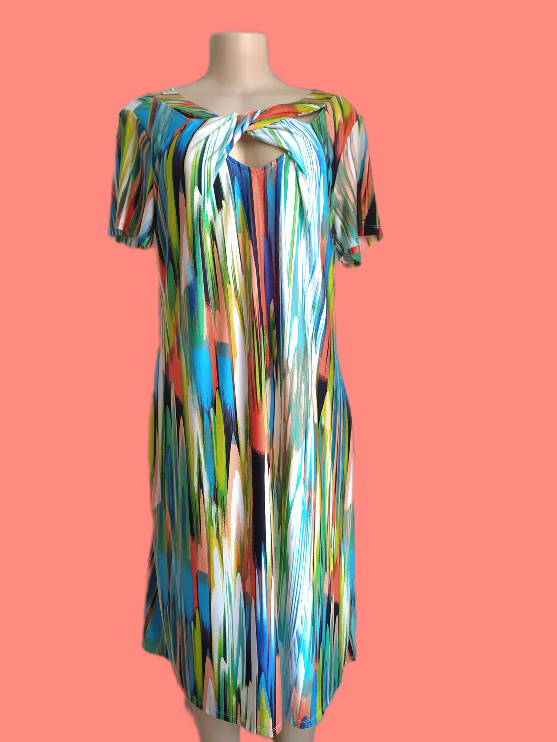 Streaky Rainbow Print Dress - 14/16 / XL/