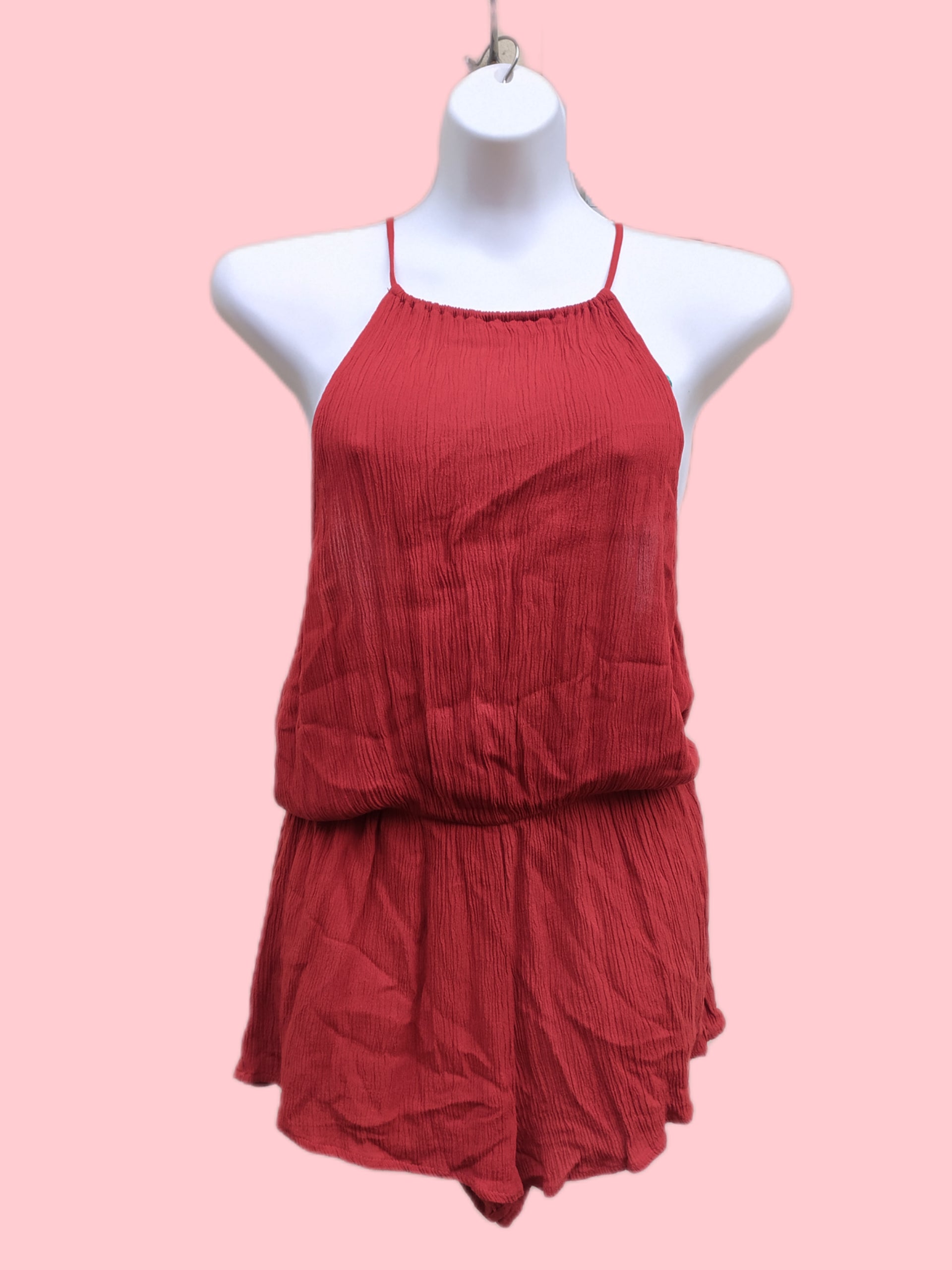 Rust Red Crinkle Romper F21 - L