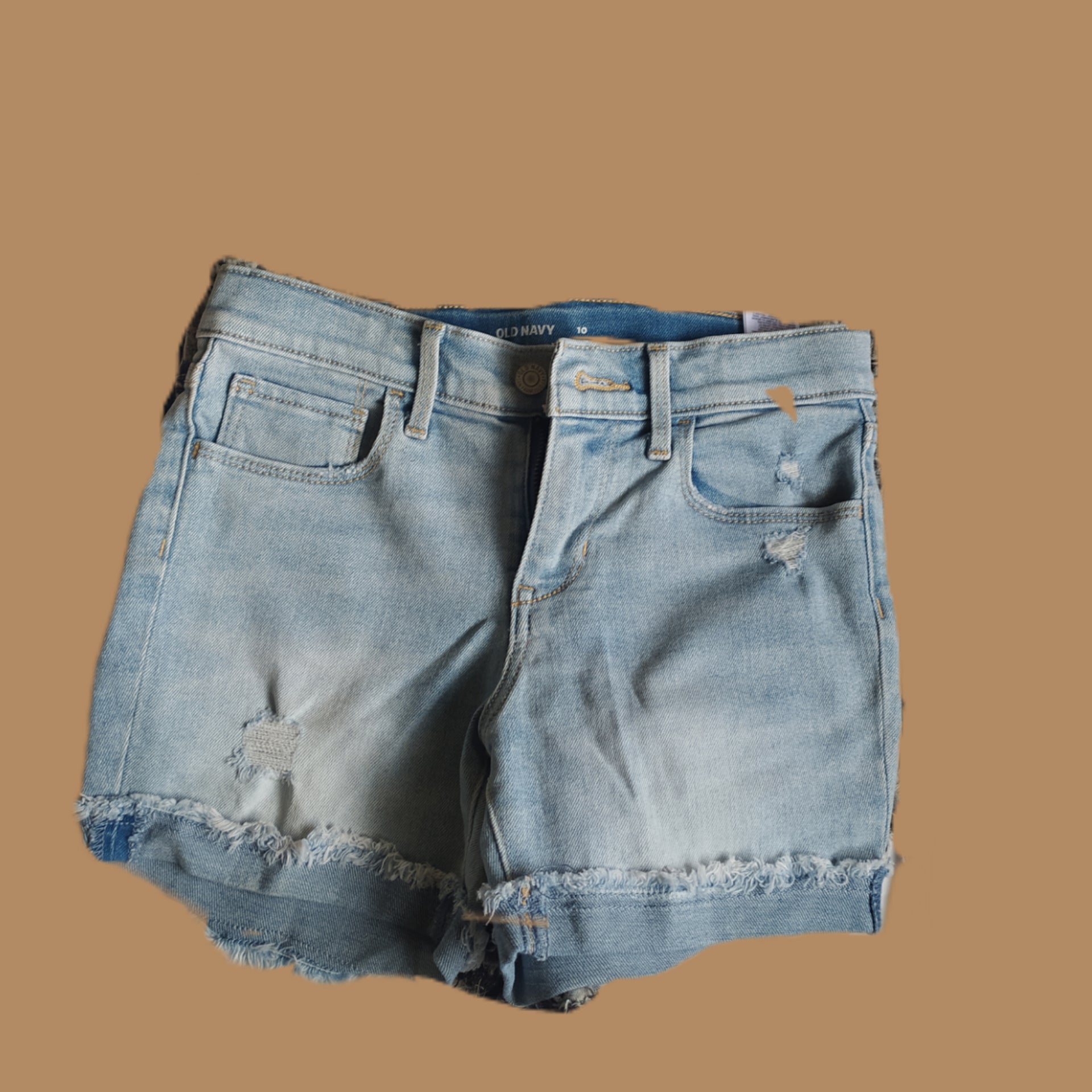 NEW Light Blue Cuffed Distressed Shorts TEENS AGE 10
