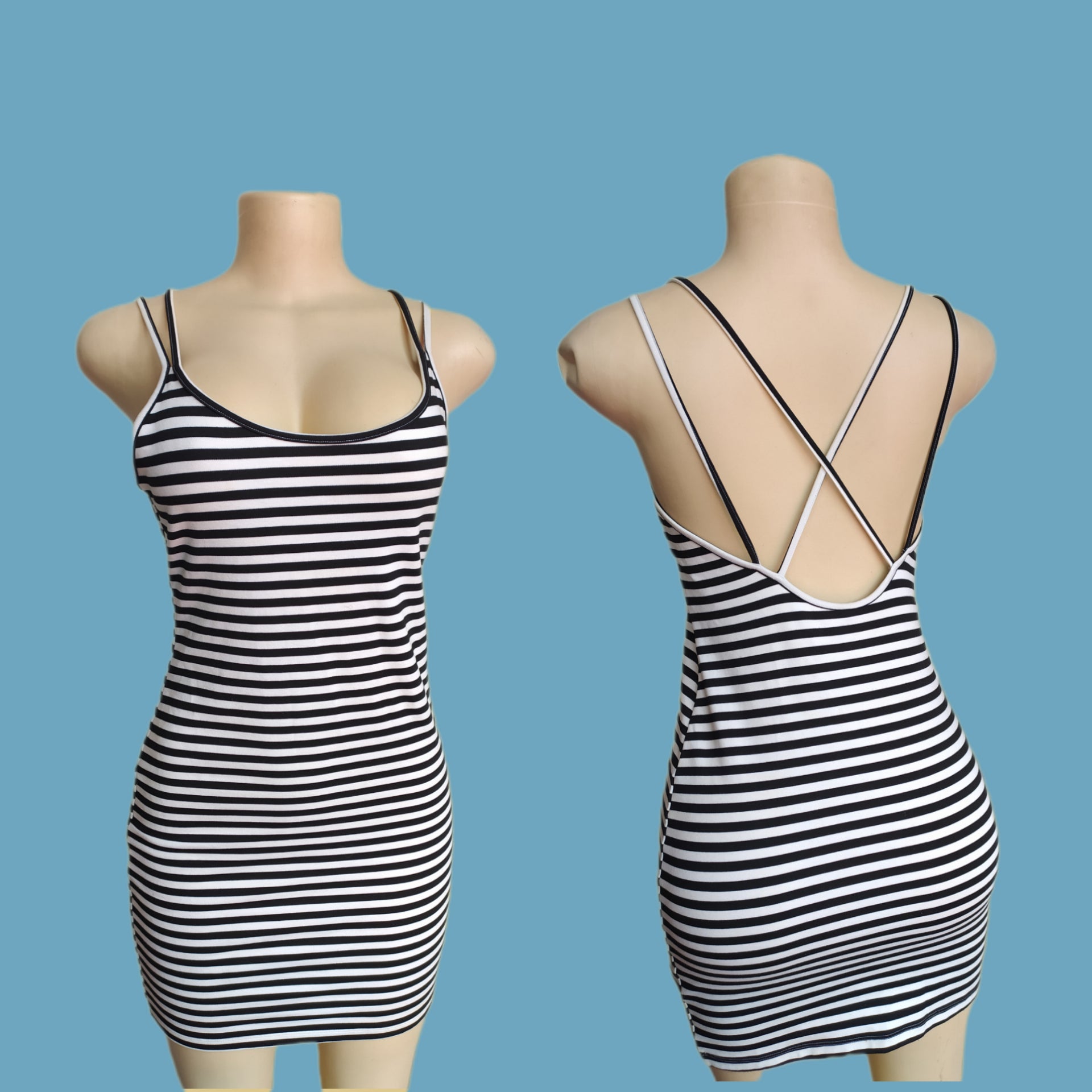 Horizontal Stripe Mini Dress - M