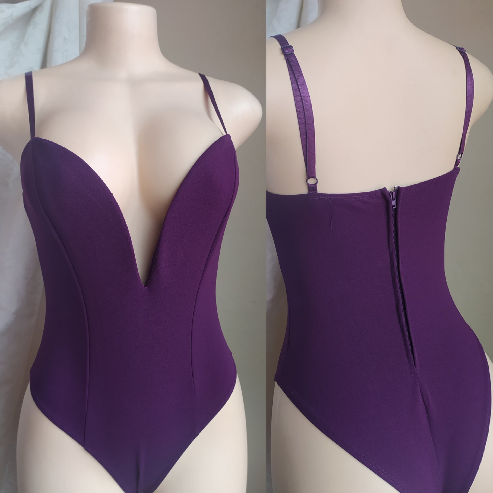 Forever21 Violet Plunge Bodysuit - XS/S