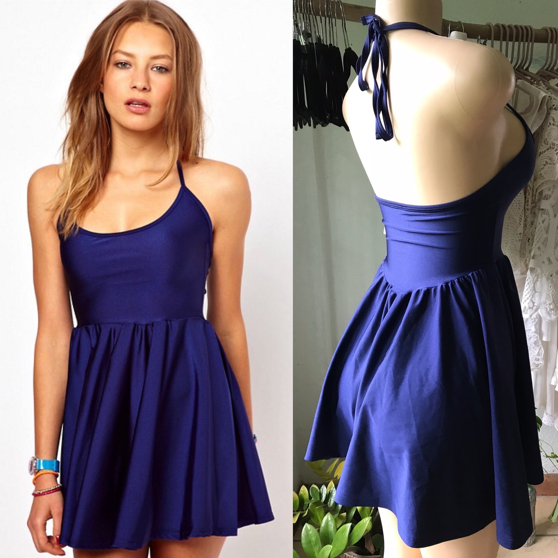 New American Apparel Navy Spandex Skater Dress