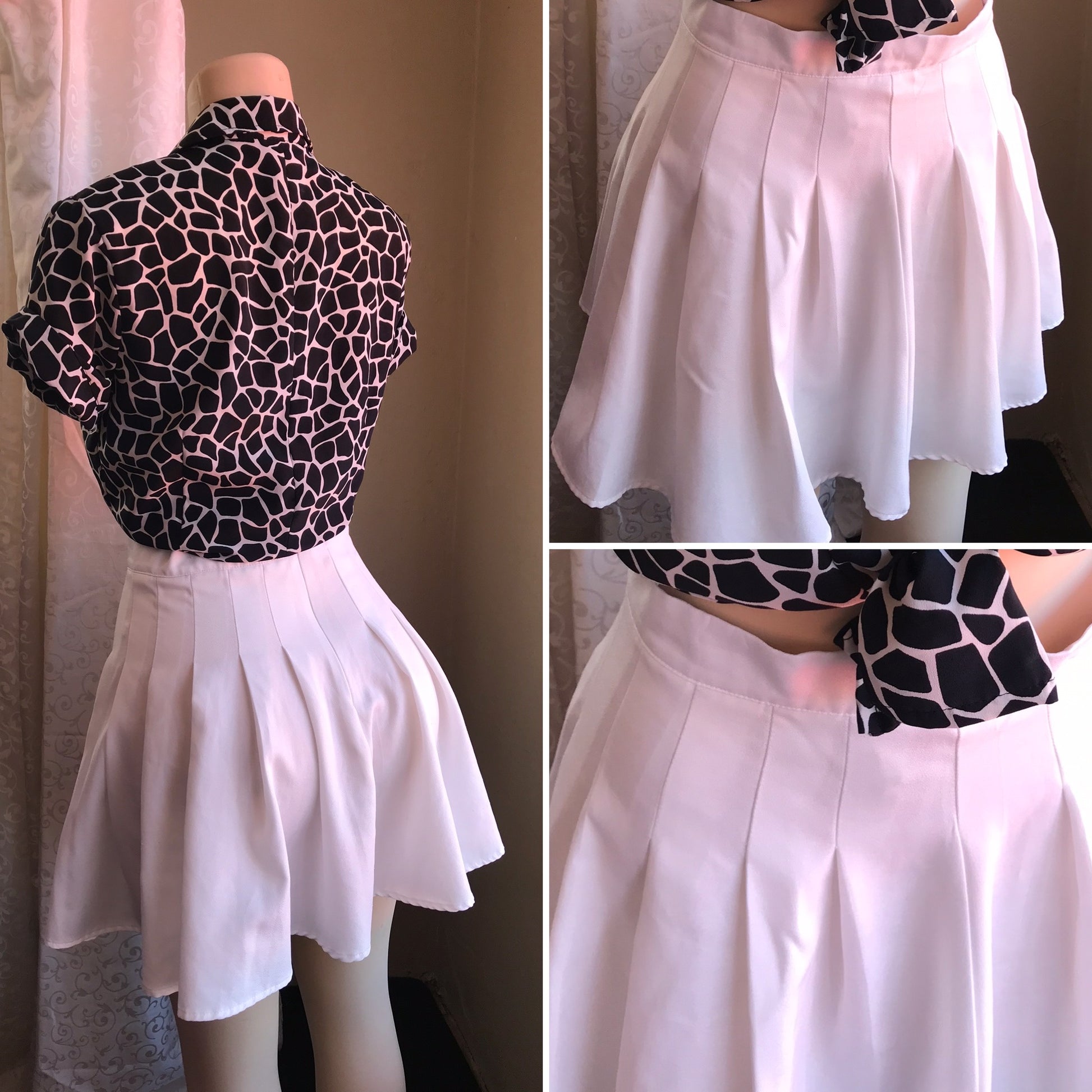 White Iconic Pleat Skirt High Waist