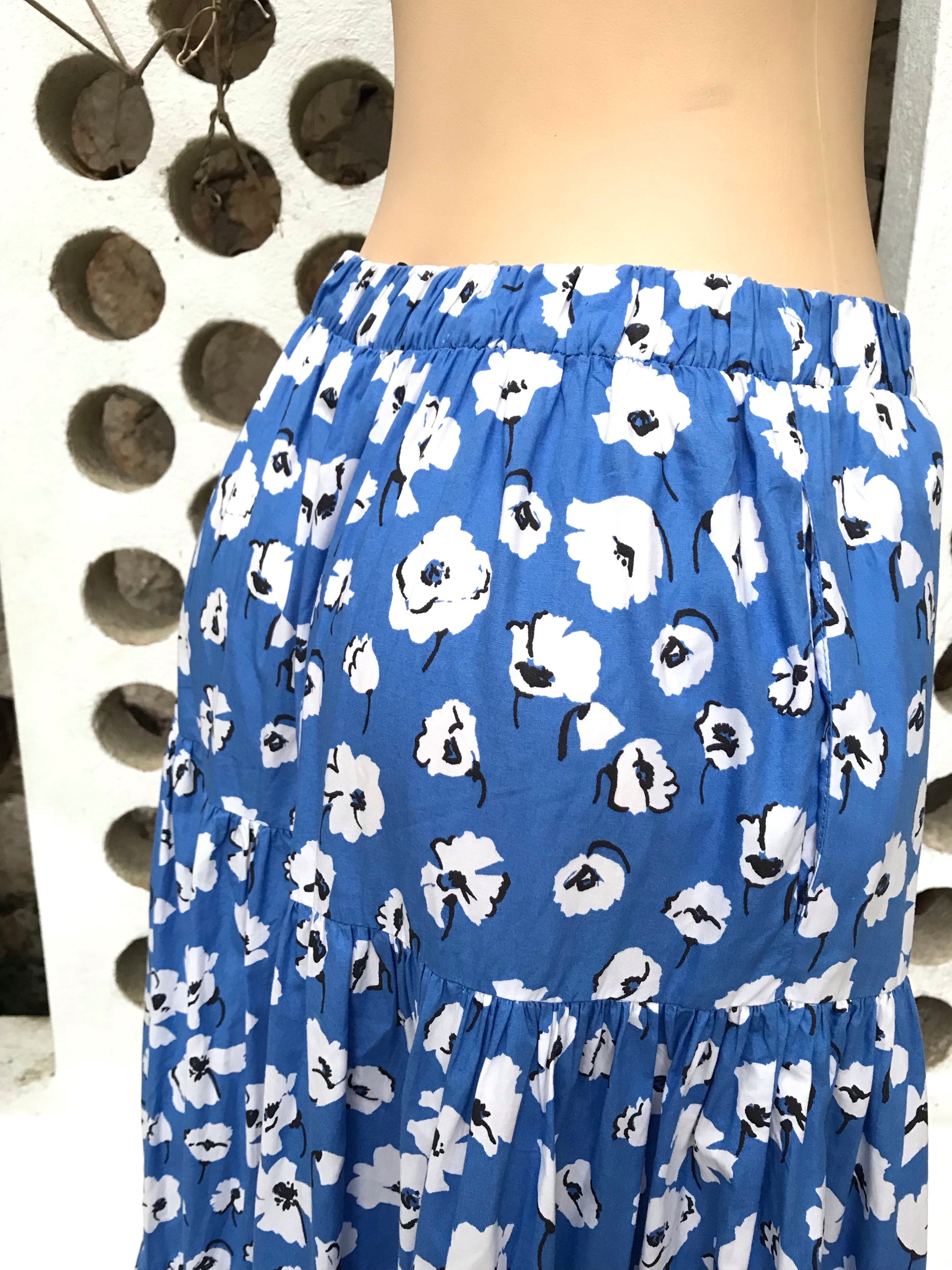 Zara Maxi Skirt Blue Print