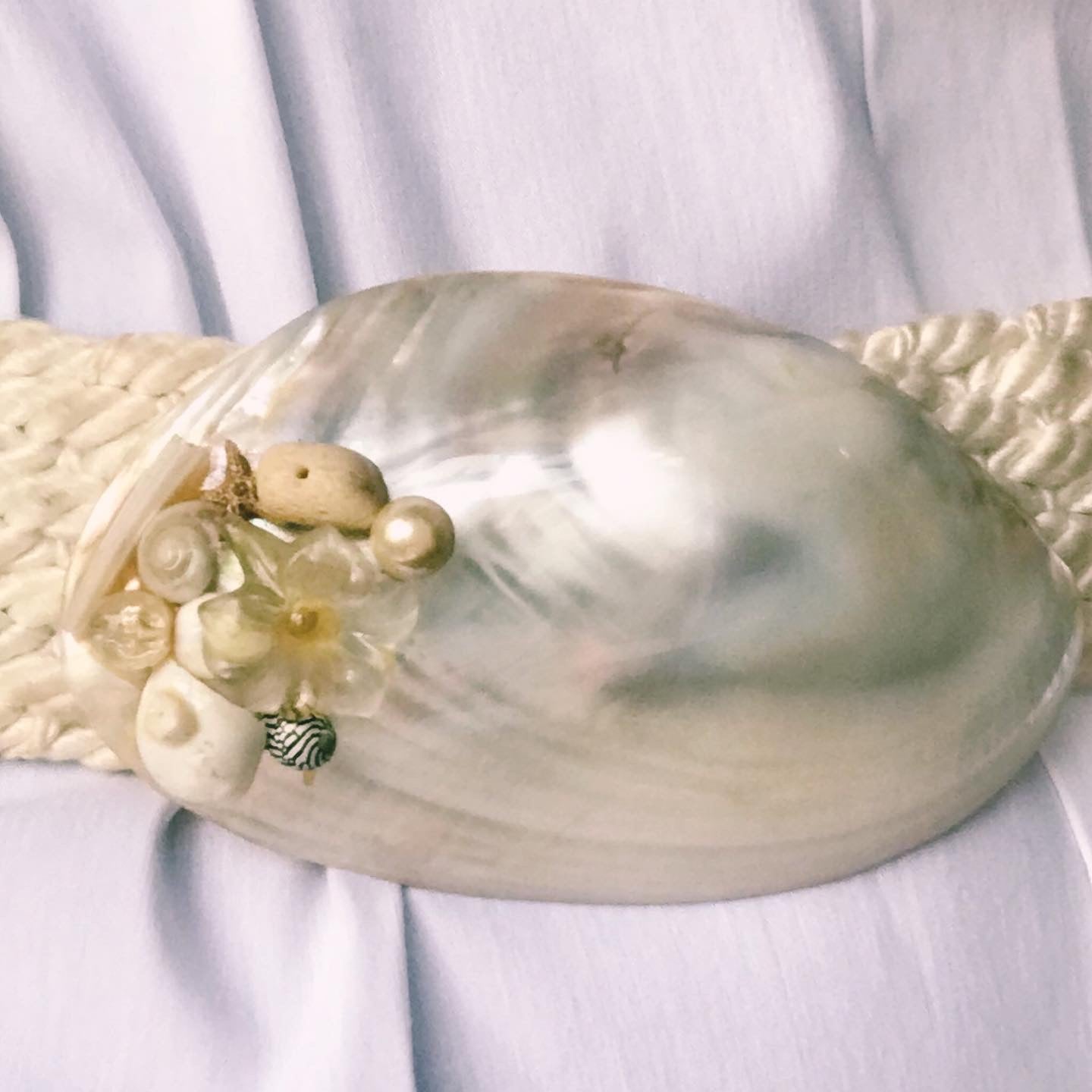 80s Vintage Pearl Shell Belt Braided