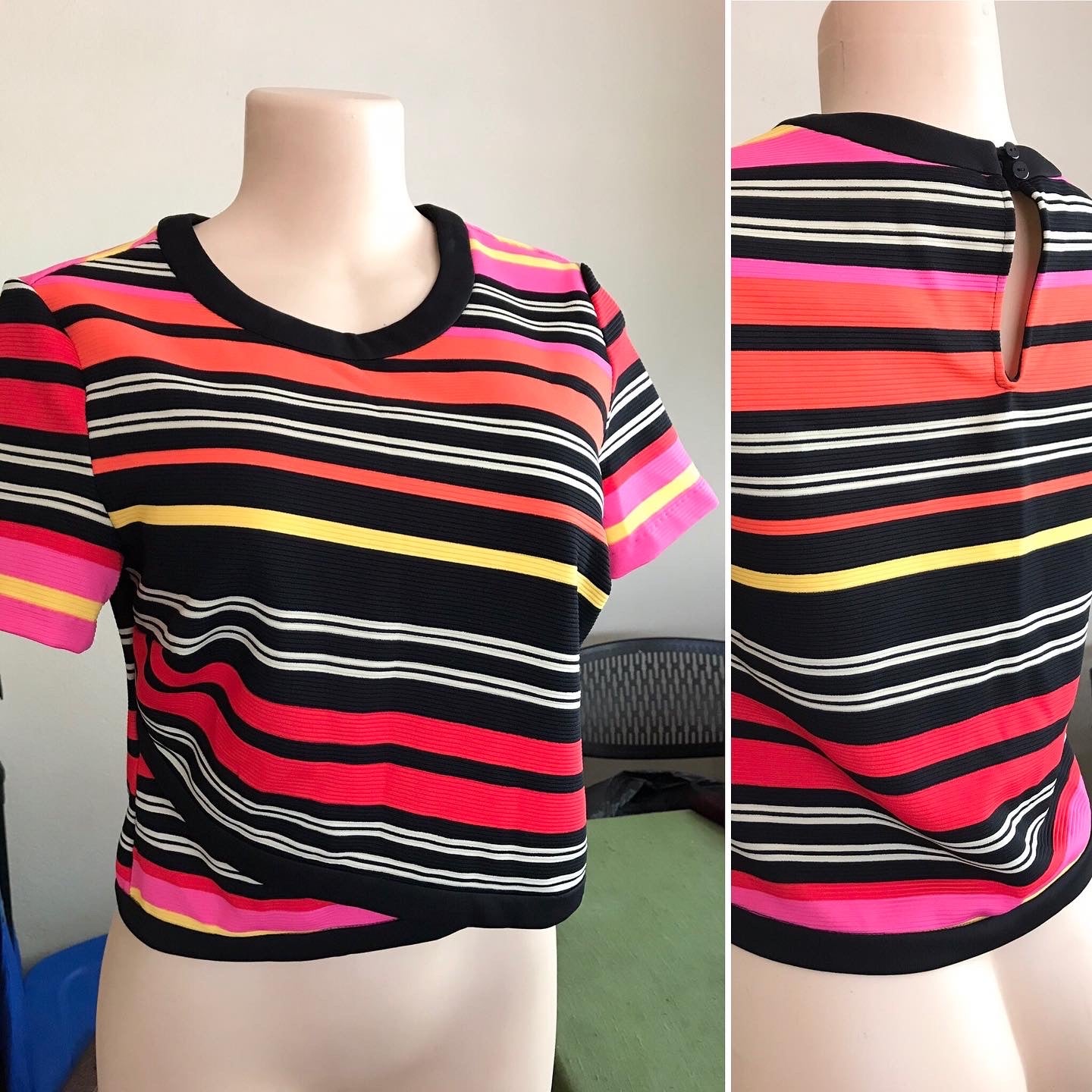 New NY Company Ribbed Stripe Tee Wrap Style