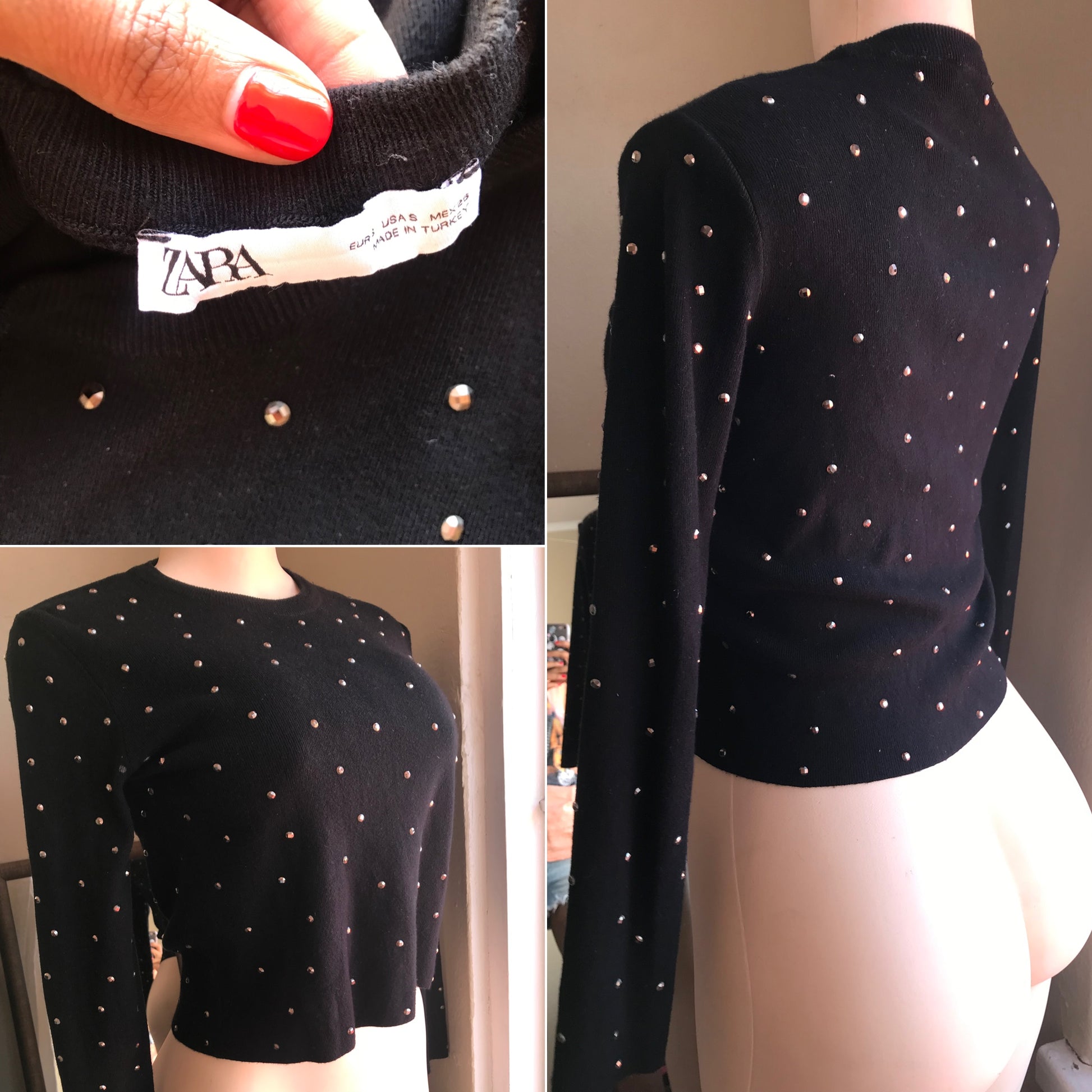 Zara Gem Sweater Black - S