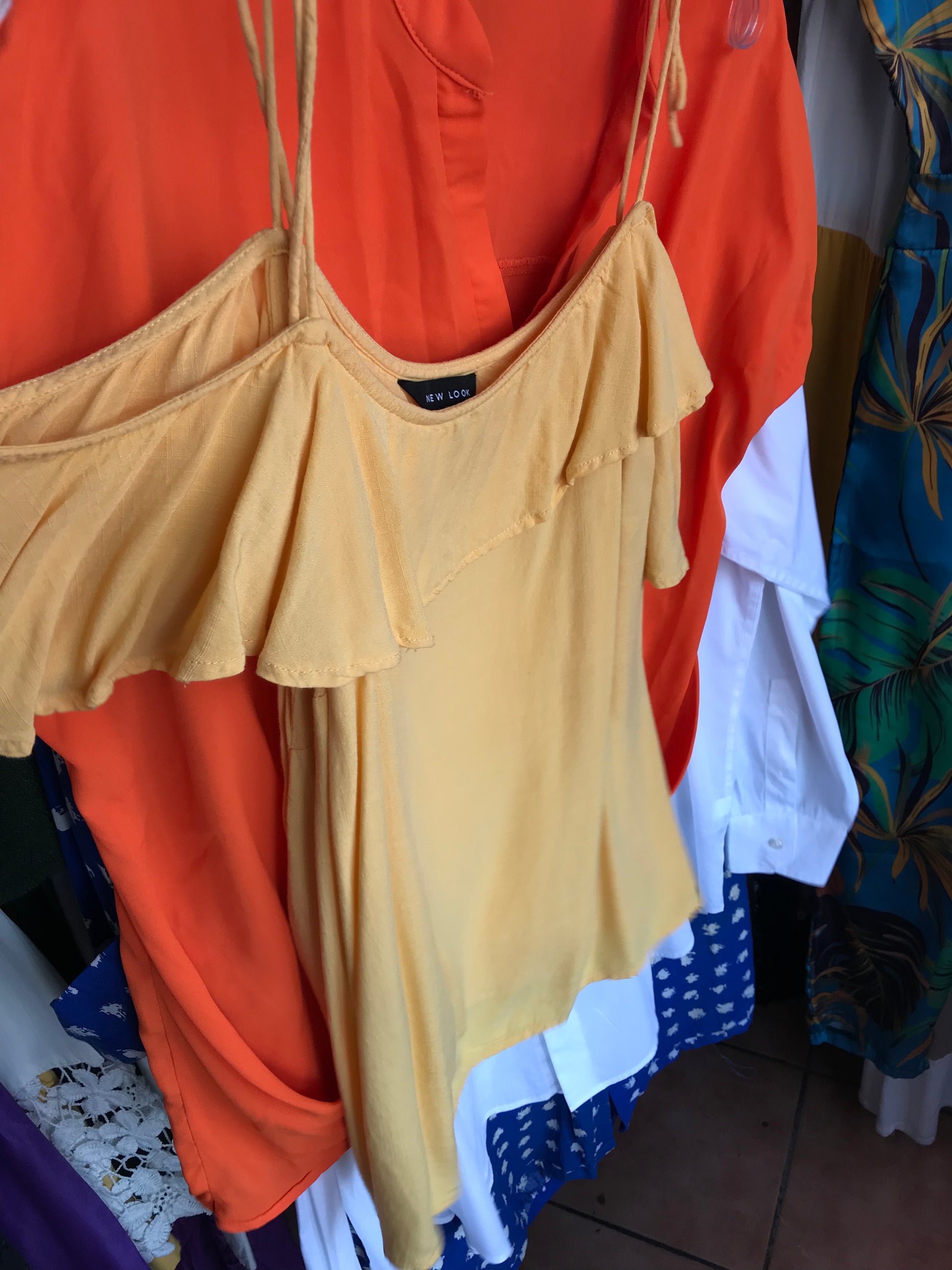 Yellow Tied Cold Shoulder Top - L