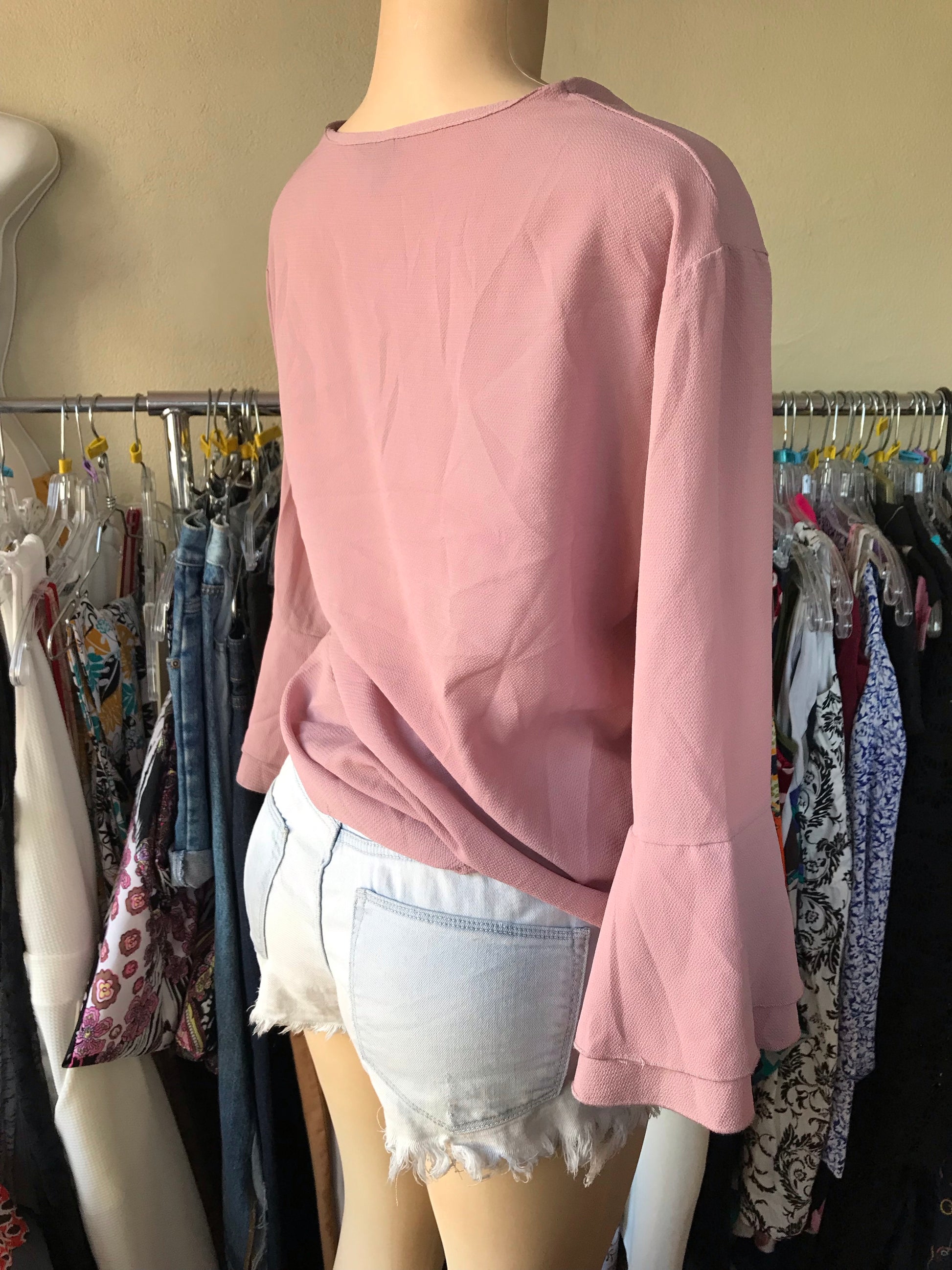 Blush Bell Sleeve Blouse PLUS