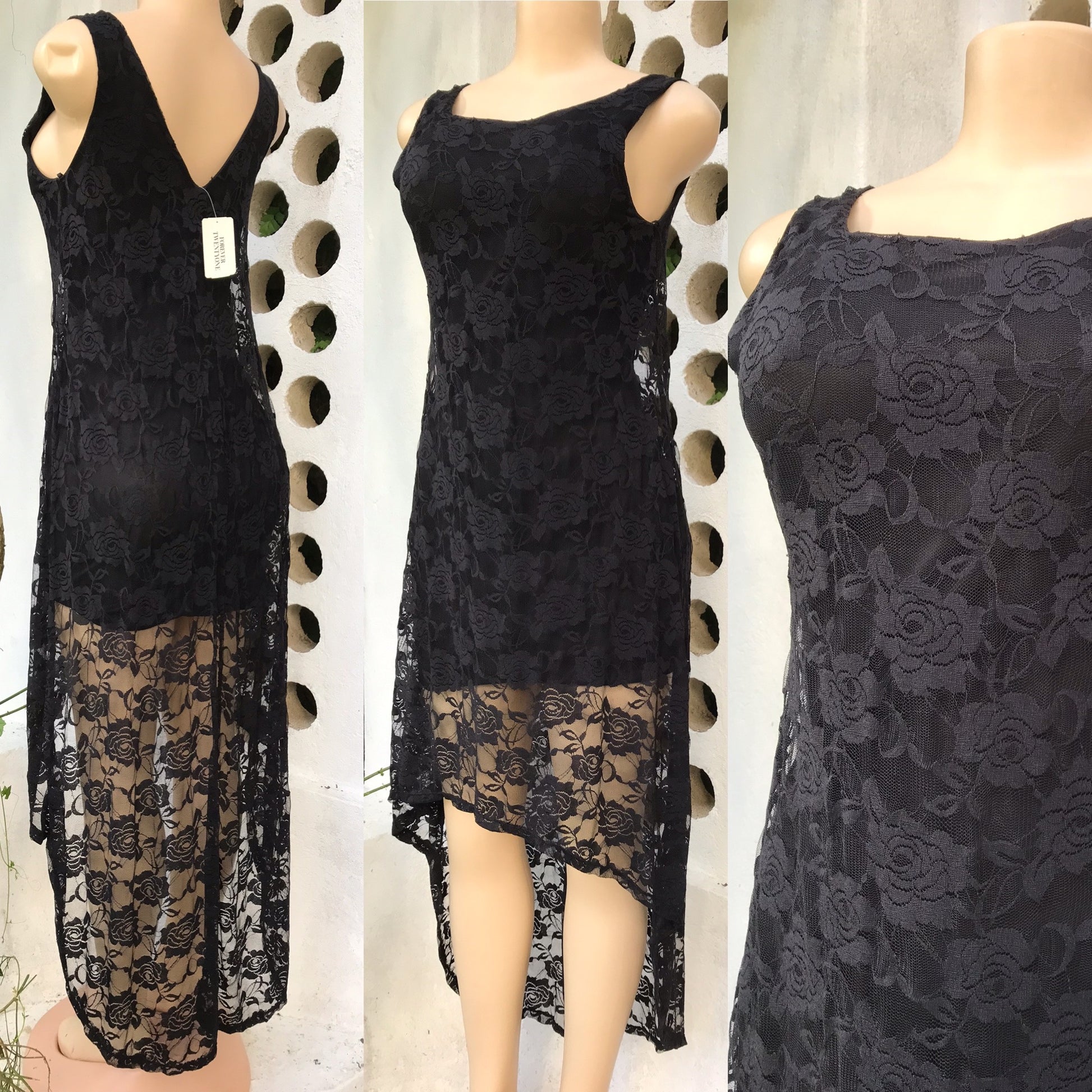 New Tag Forever 21 High Low Lace Dress Black