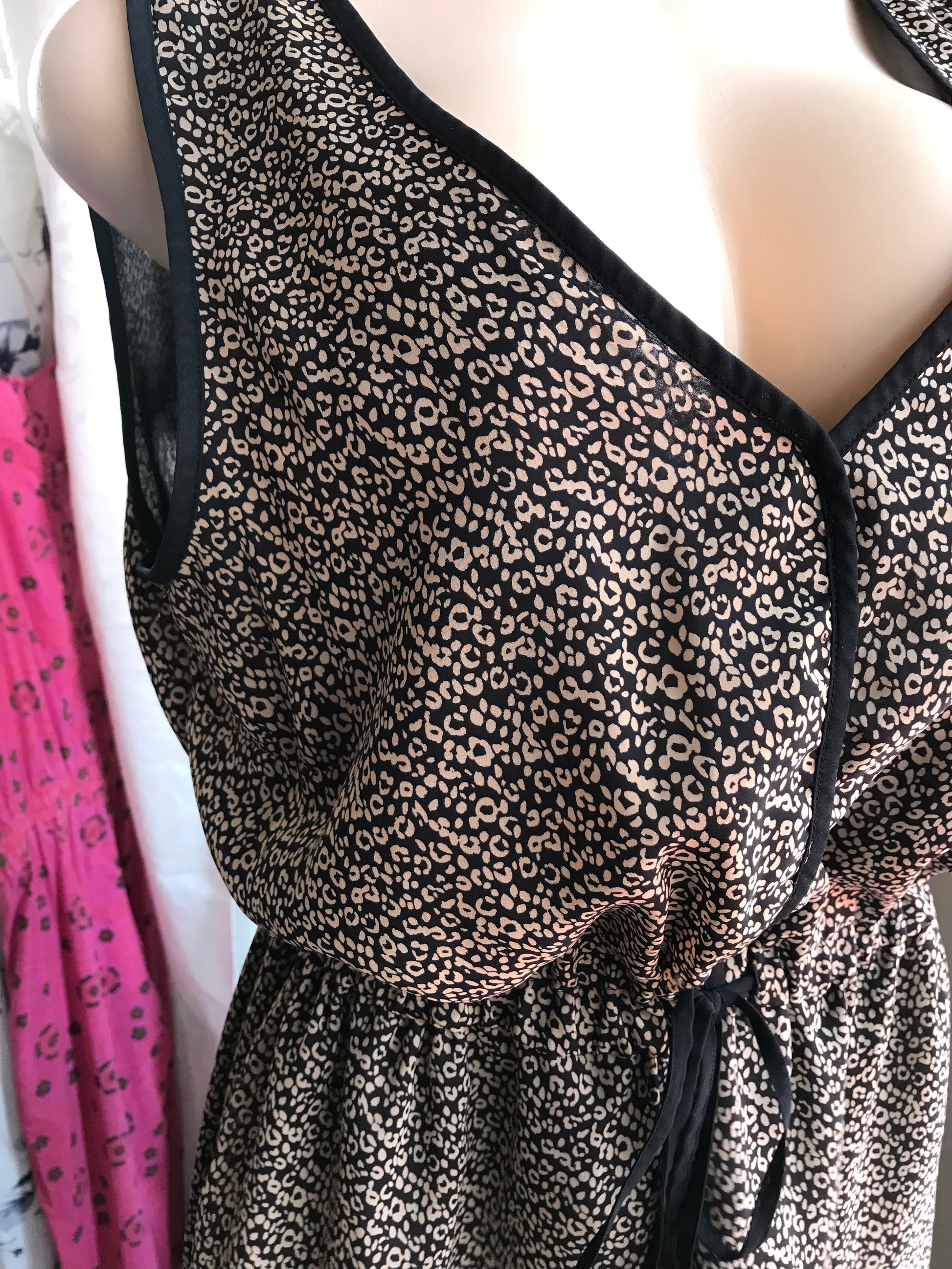 Sheer Layered Fine Cheetah Dress - L - XL