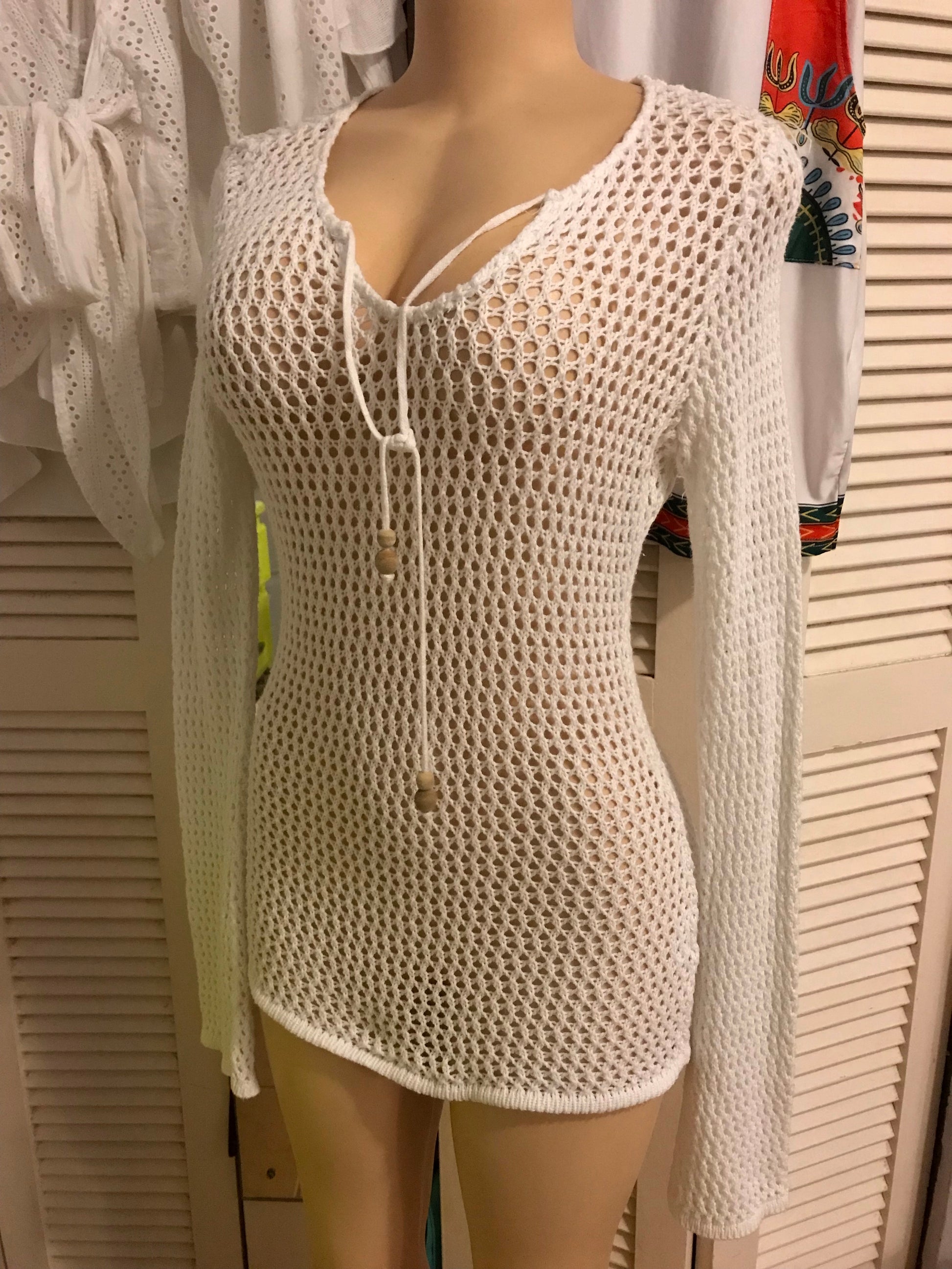 Vintage White Mesh long sleeve