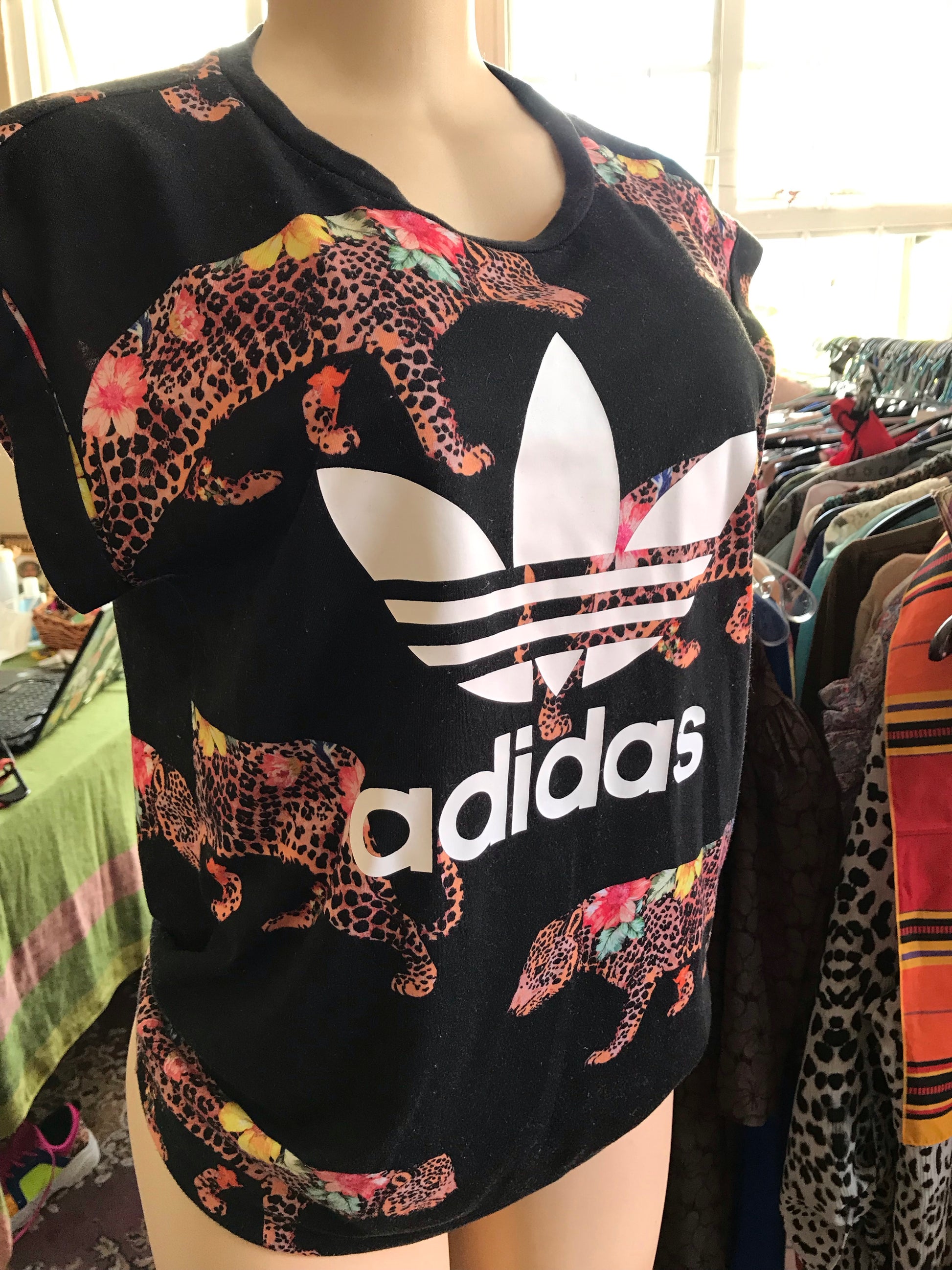 Adidas Black Cuffed Tee Cheetas