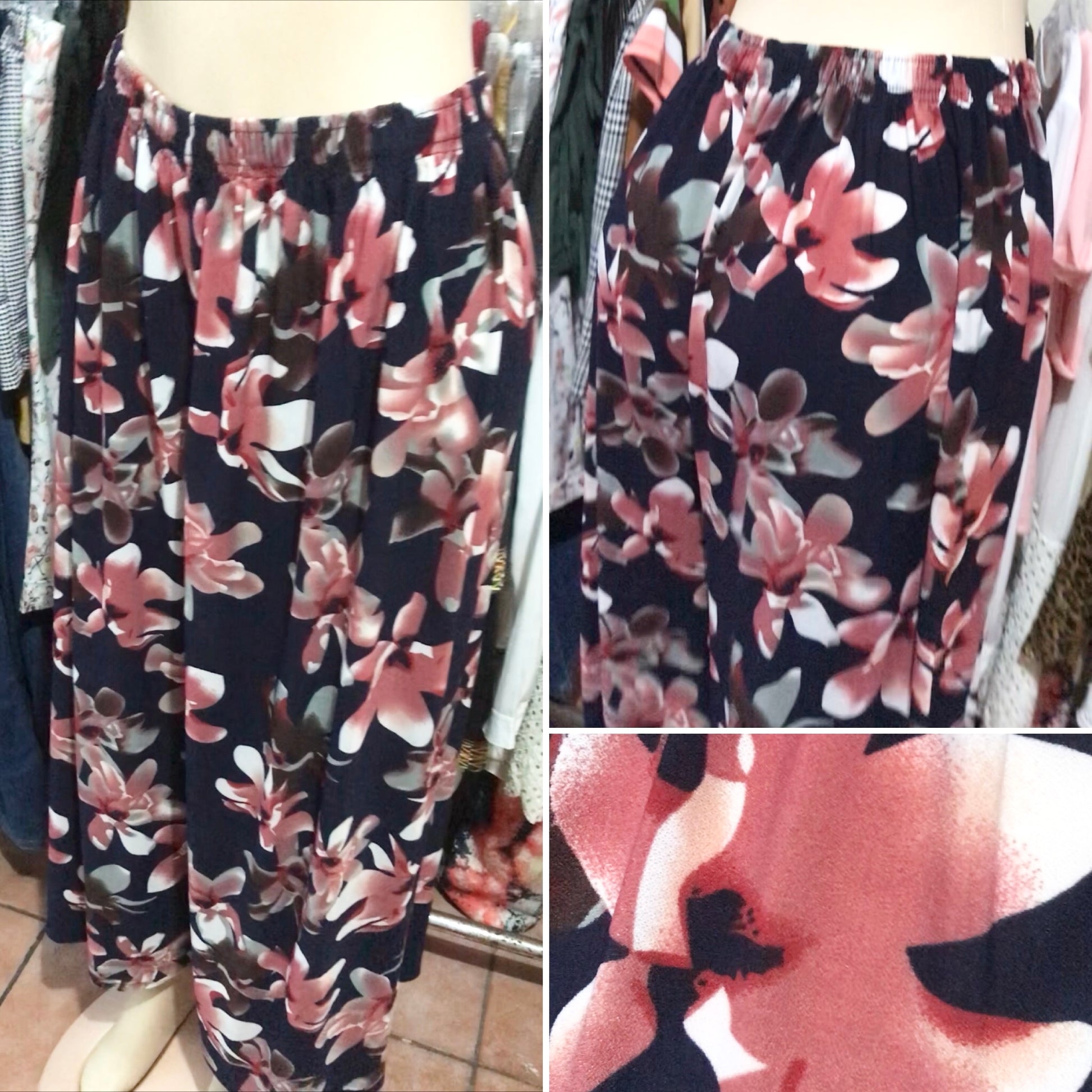 Cumfy Wide Leg Palazzo Pants Navy Floral