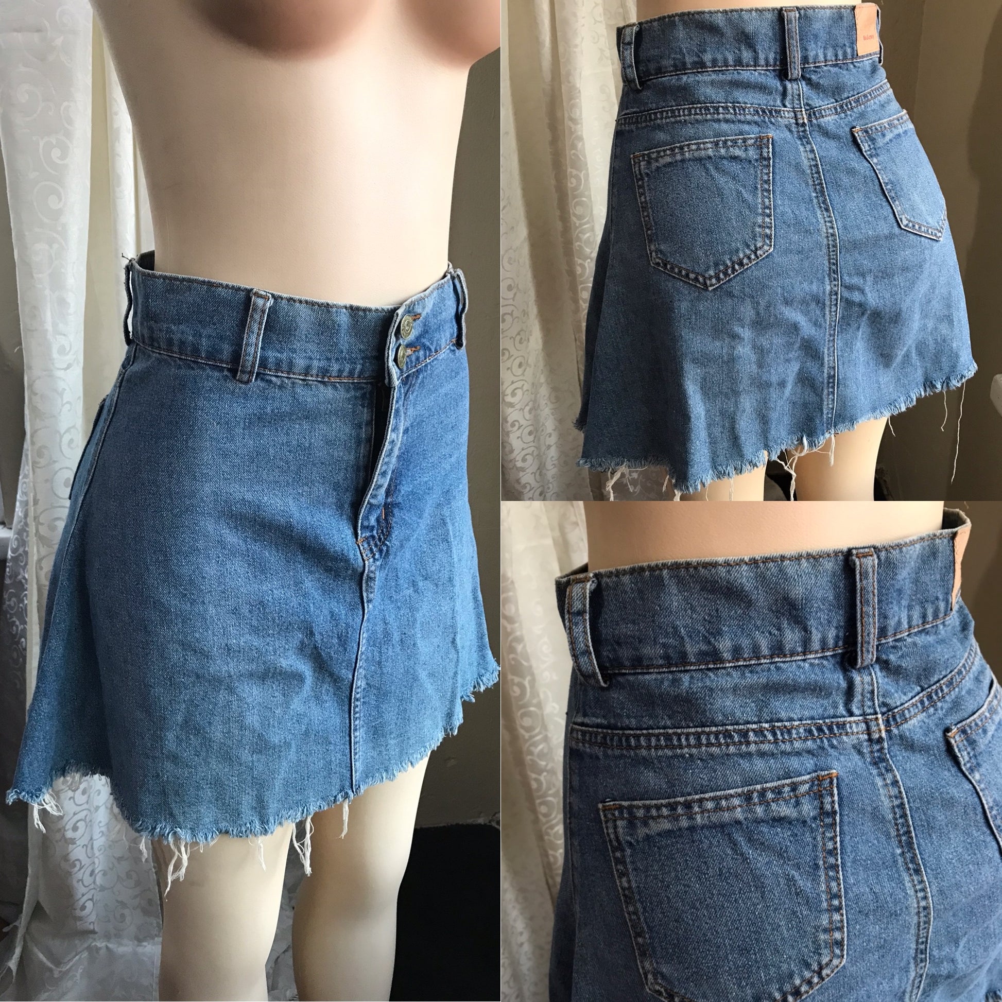 Retro Denim A-Line Skirt - M