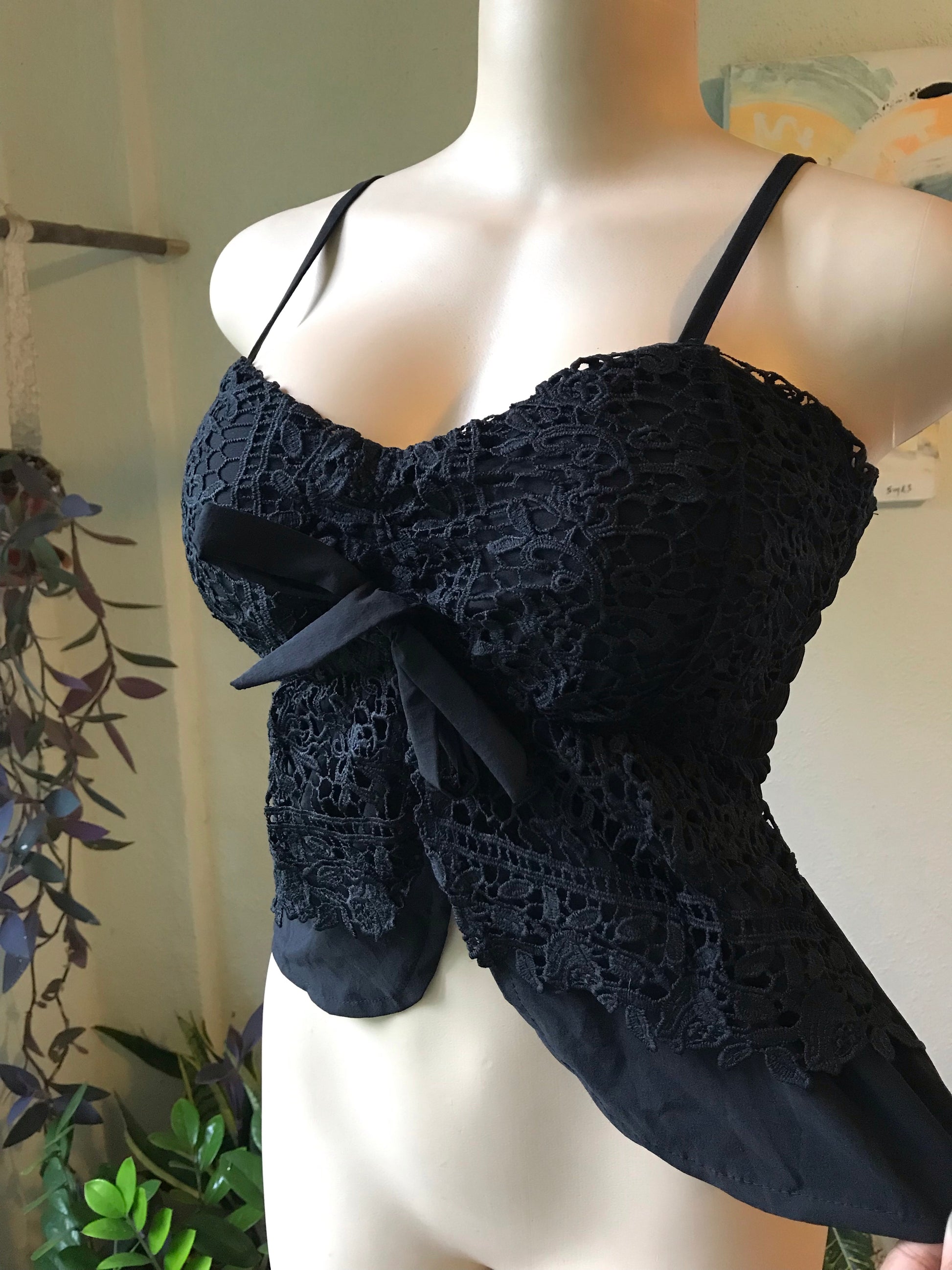 Black Lace Spaghetti Strap Top