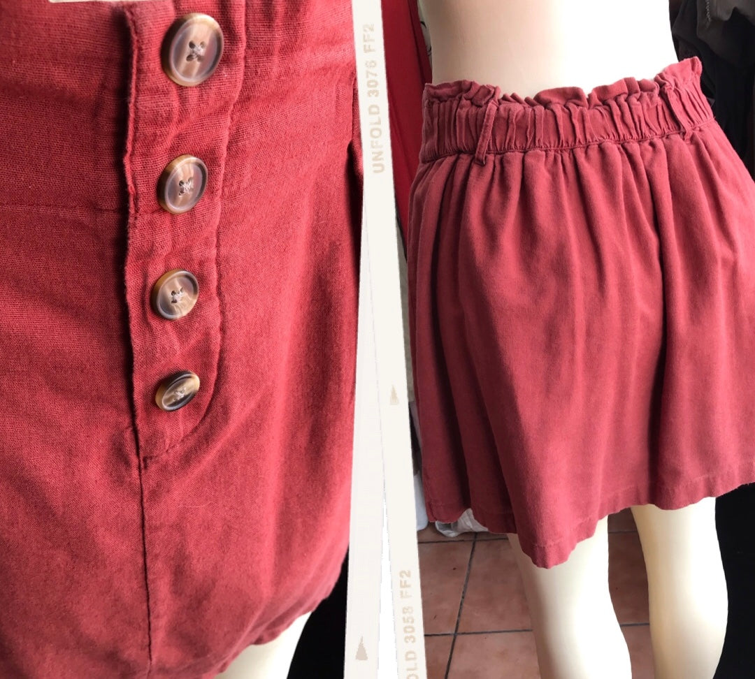 Retro American Eagle Cotton Linen Rust Skirt Made in India - M