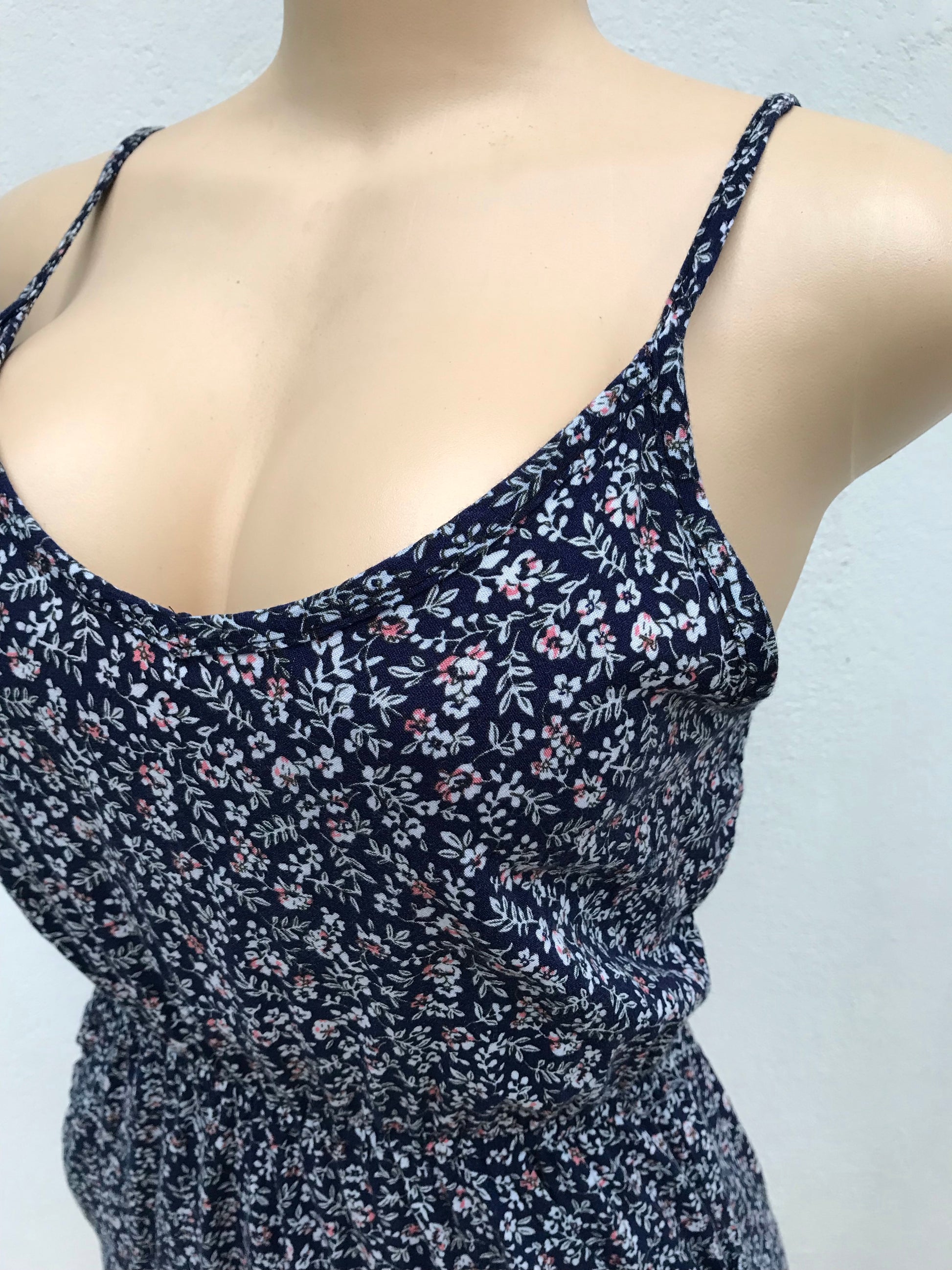 Navy floral print romper