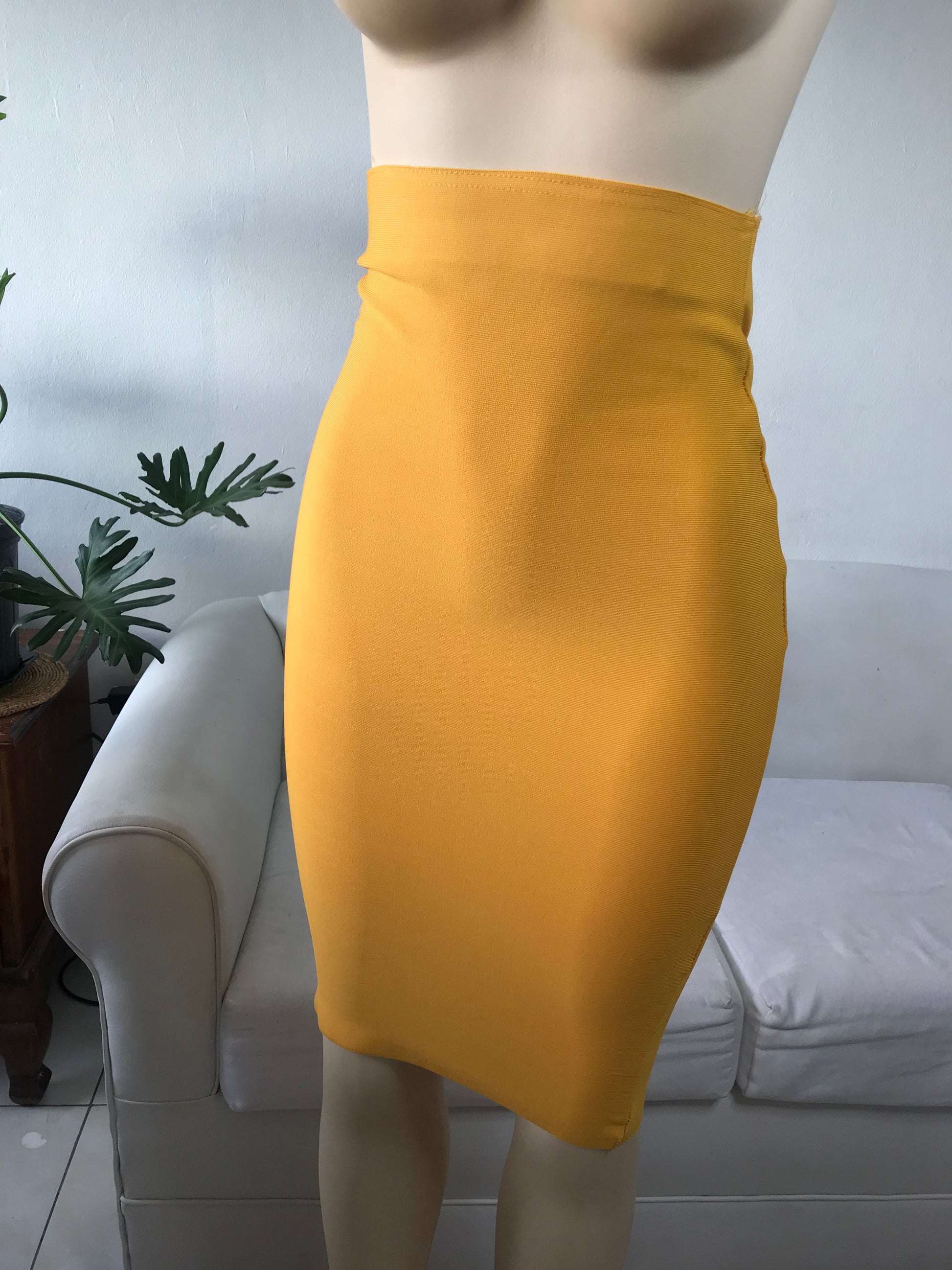 Mustard Pencil Skirt (Shapewear) Work/Play - M