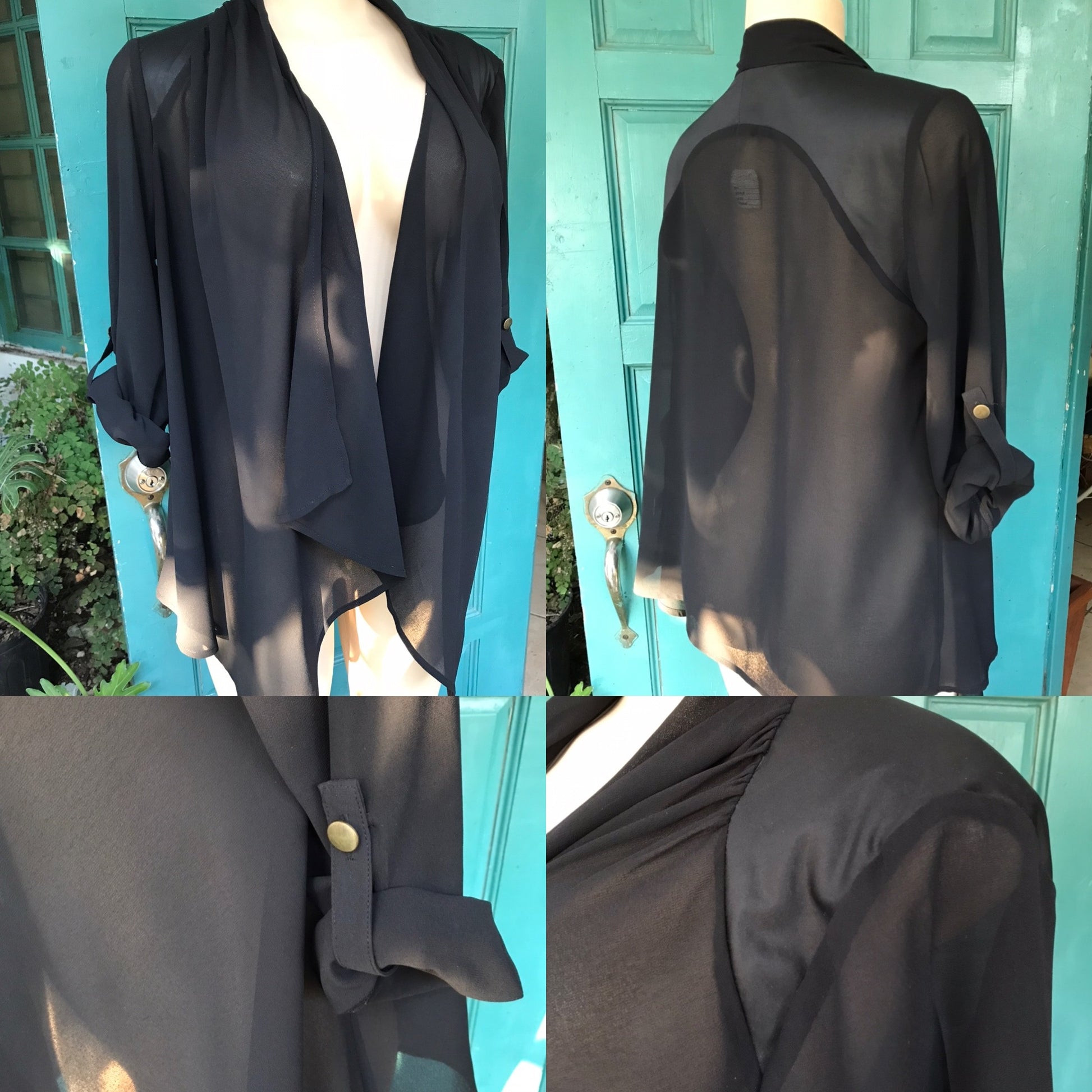 Black Sheer Cowl Neck Work/Play Coverup