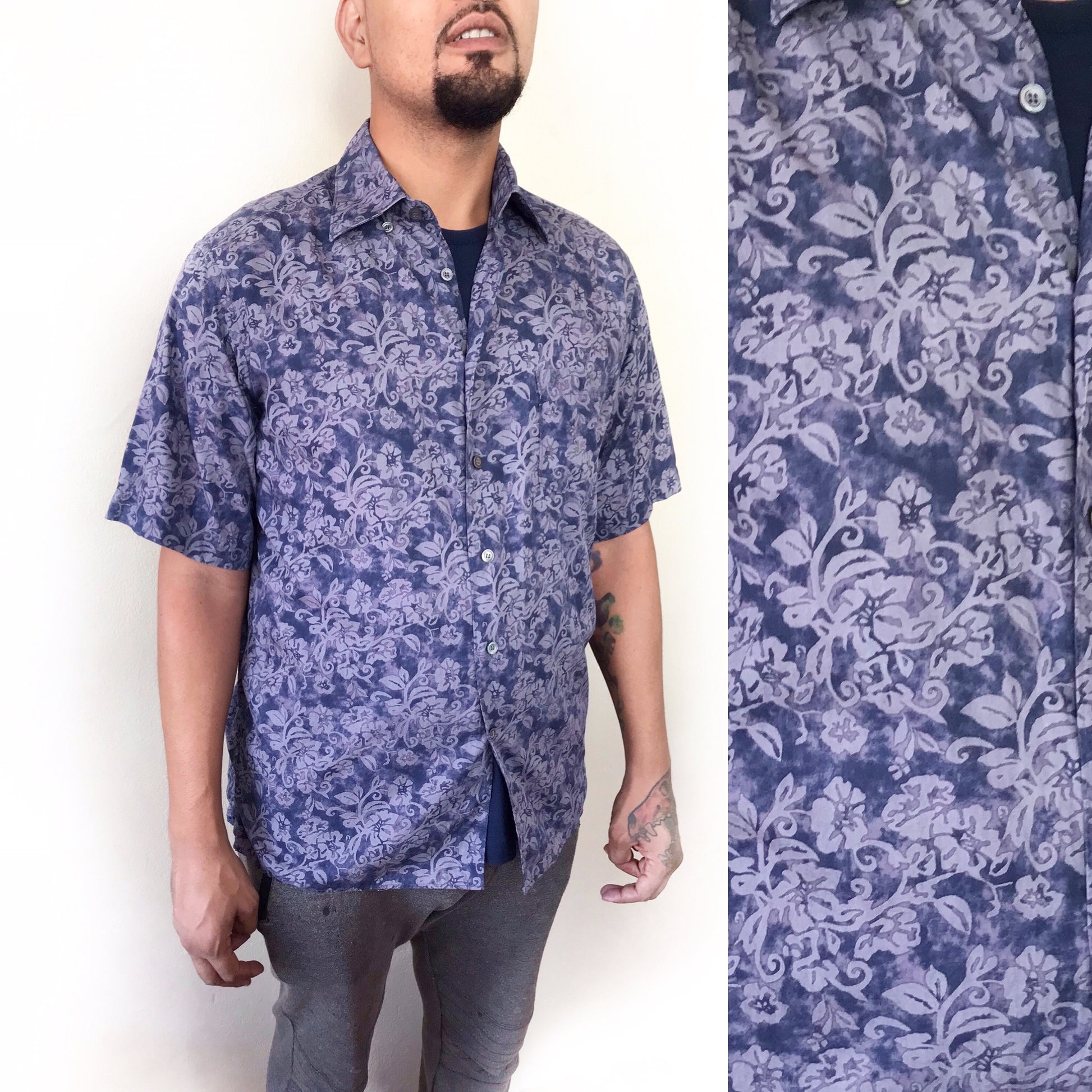 Men's Vintage Blue Hawaiian Shirt