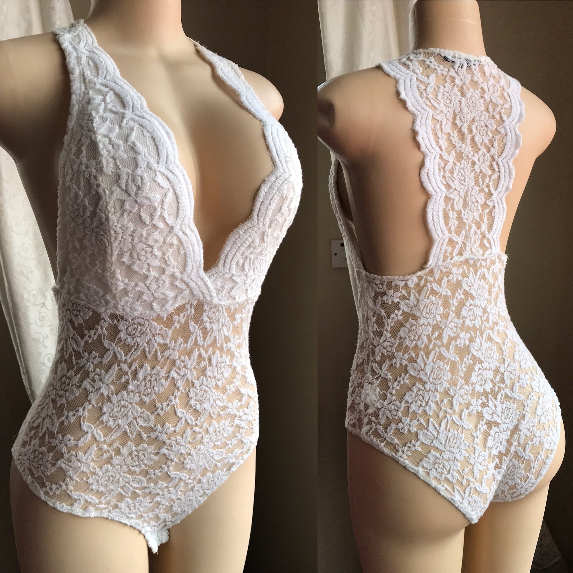 Sexy White Lace Bodysuit