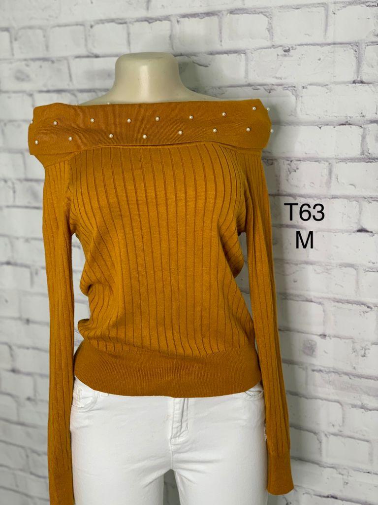 Mustard & Pearl Off Shoulder Knit - M