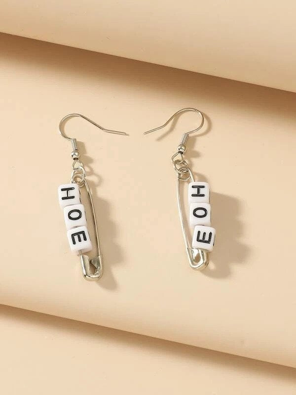 New Shein Hoe Hoe Hoe Safety Pin Earrings